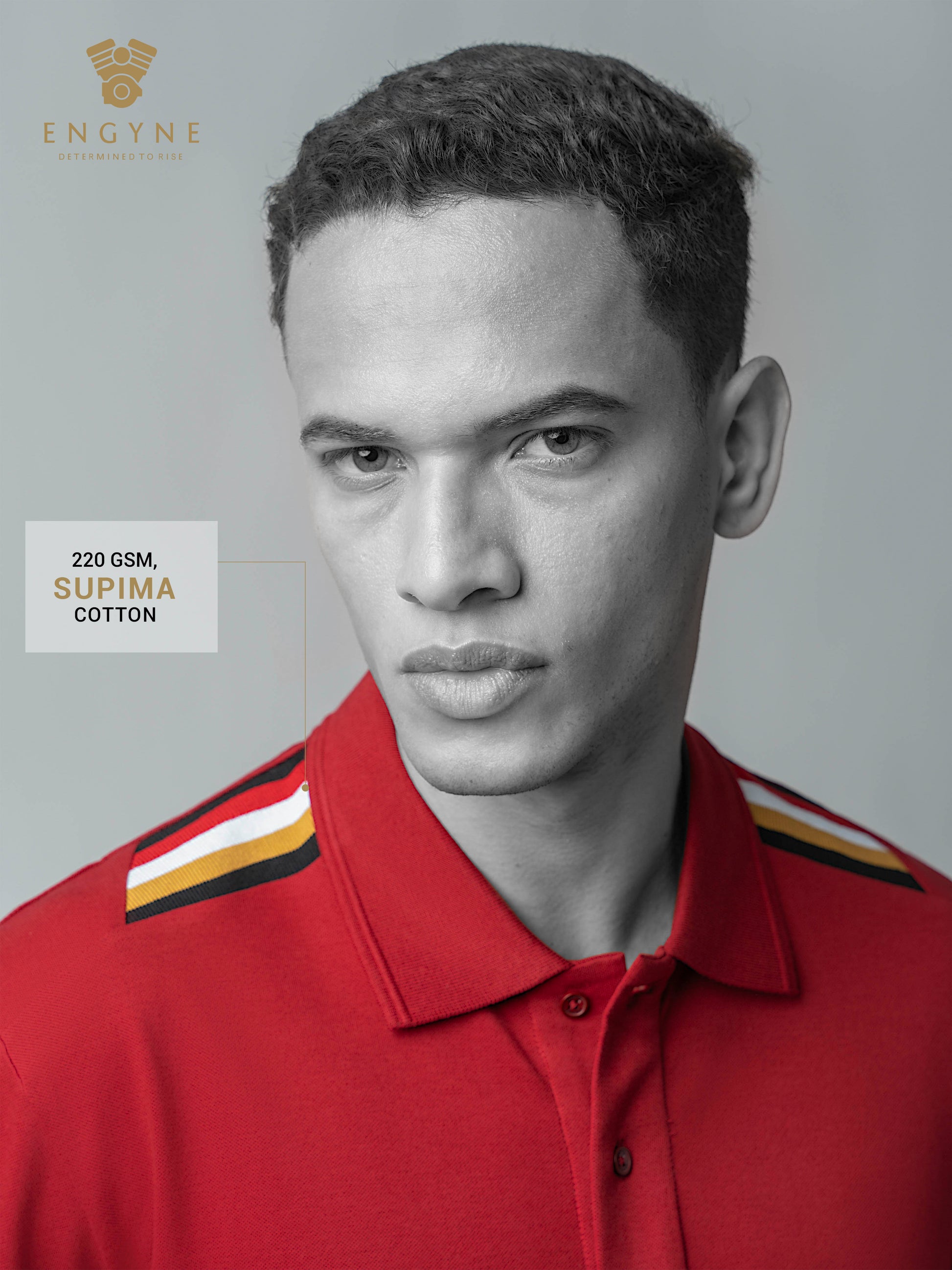 Supima Cotton with Flag Rib Polo Red T Shirt for Men