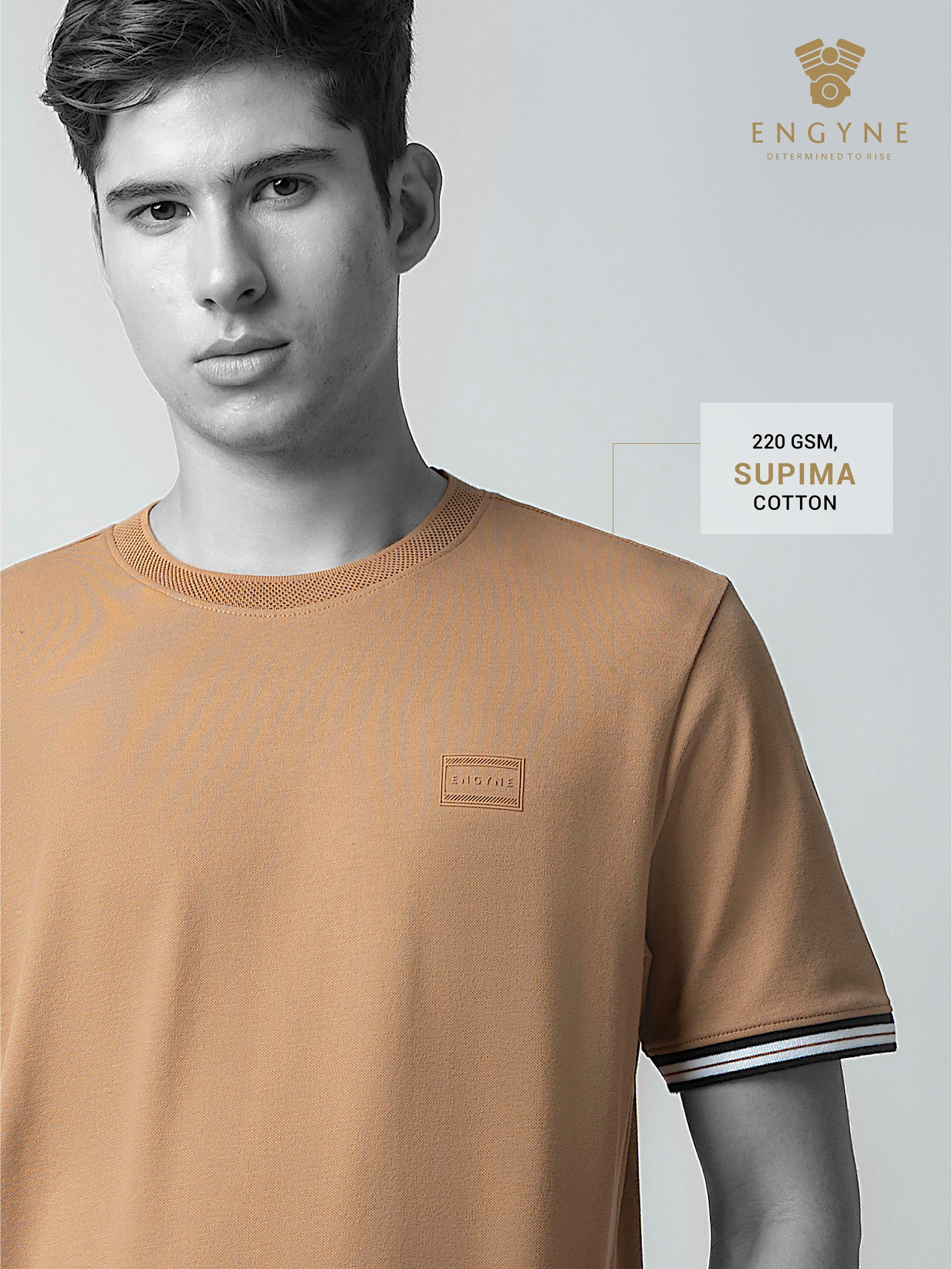 Supima Cotton Lycra Piqué Mens Khaki T Shirt For Men
