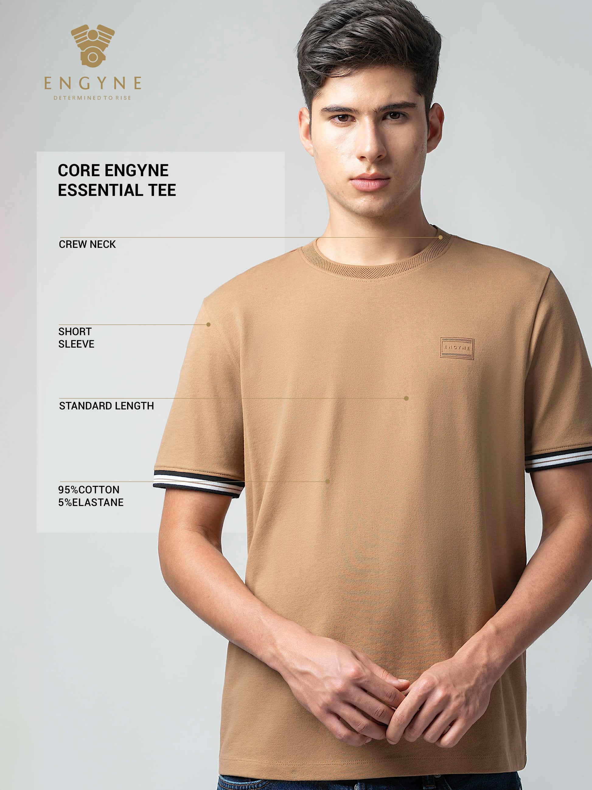 Supima Cotton Lycra Piqué Mens Khaki T Shirt For Men