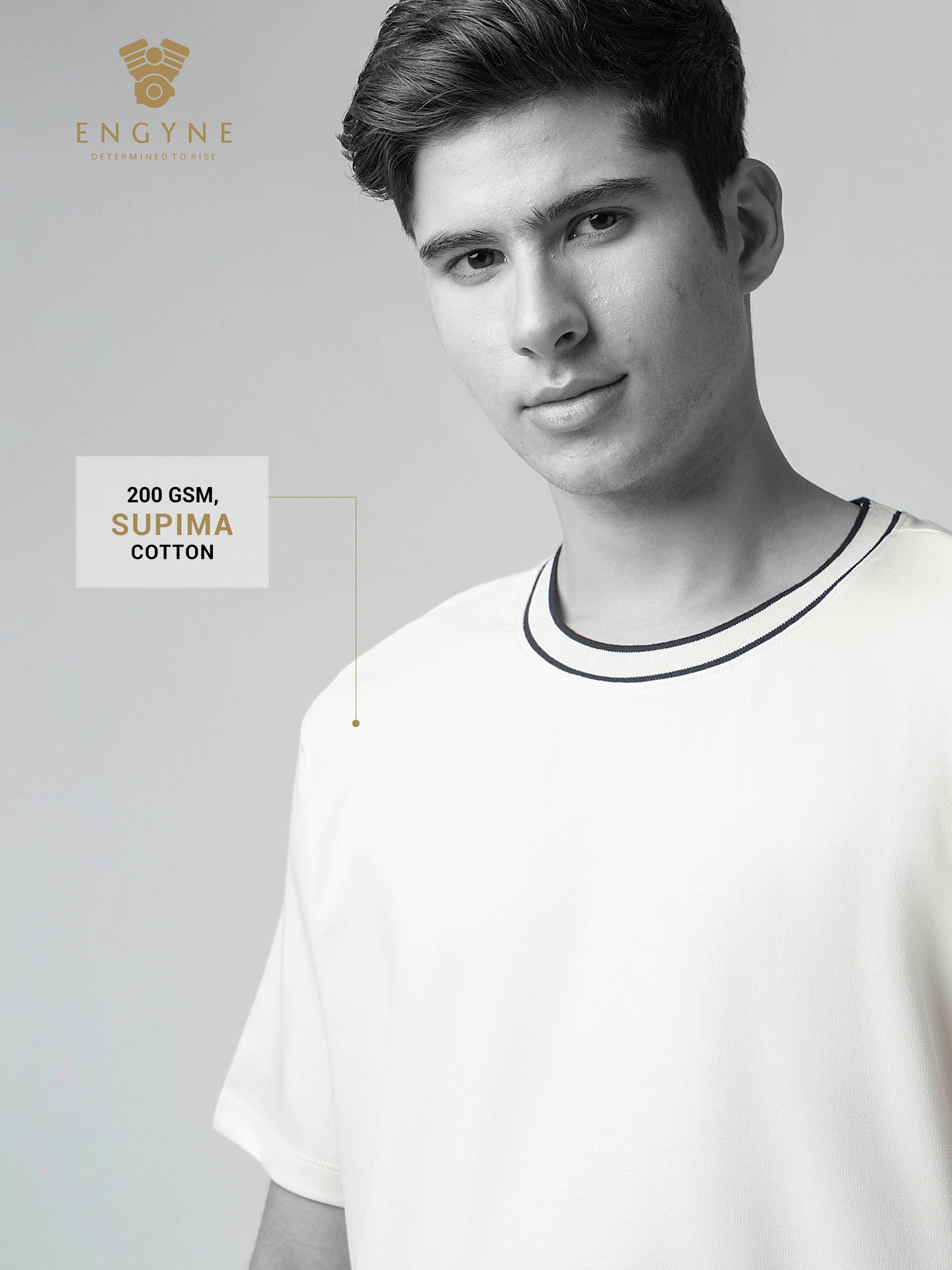 Supima Cotton Lycra Flat-Knit Neck Beige T Shirt for Men