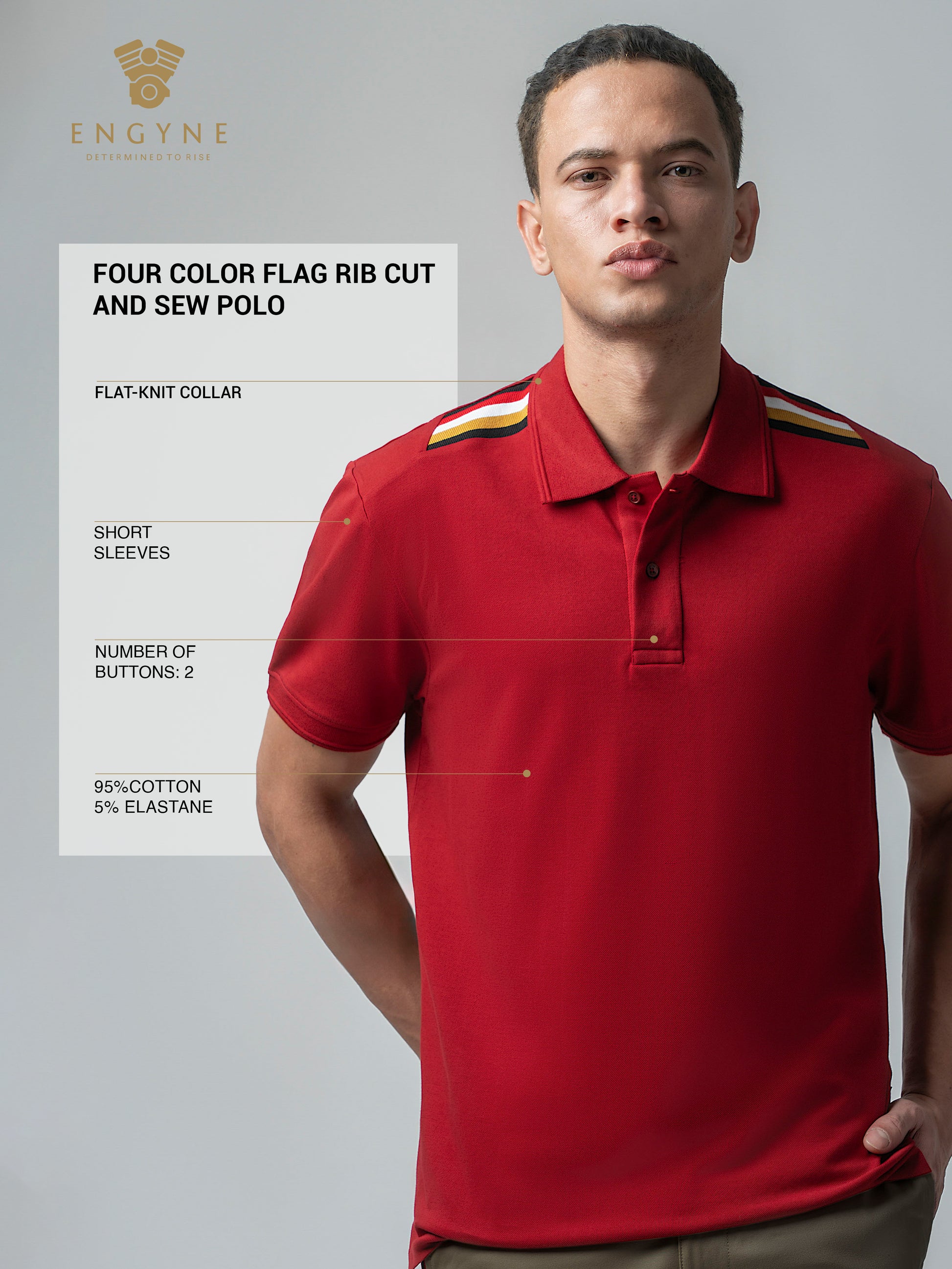Supima Cotton with Flag Rib Polo Red T Shirt for Men