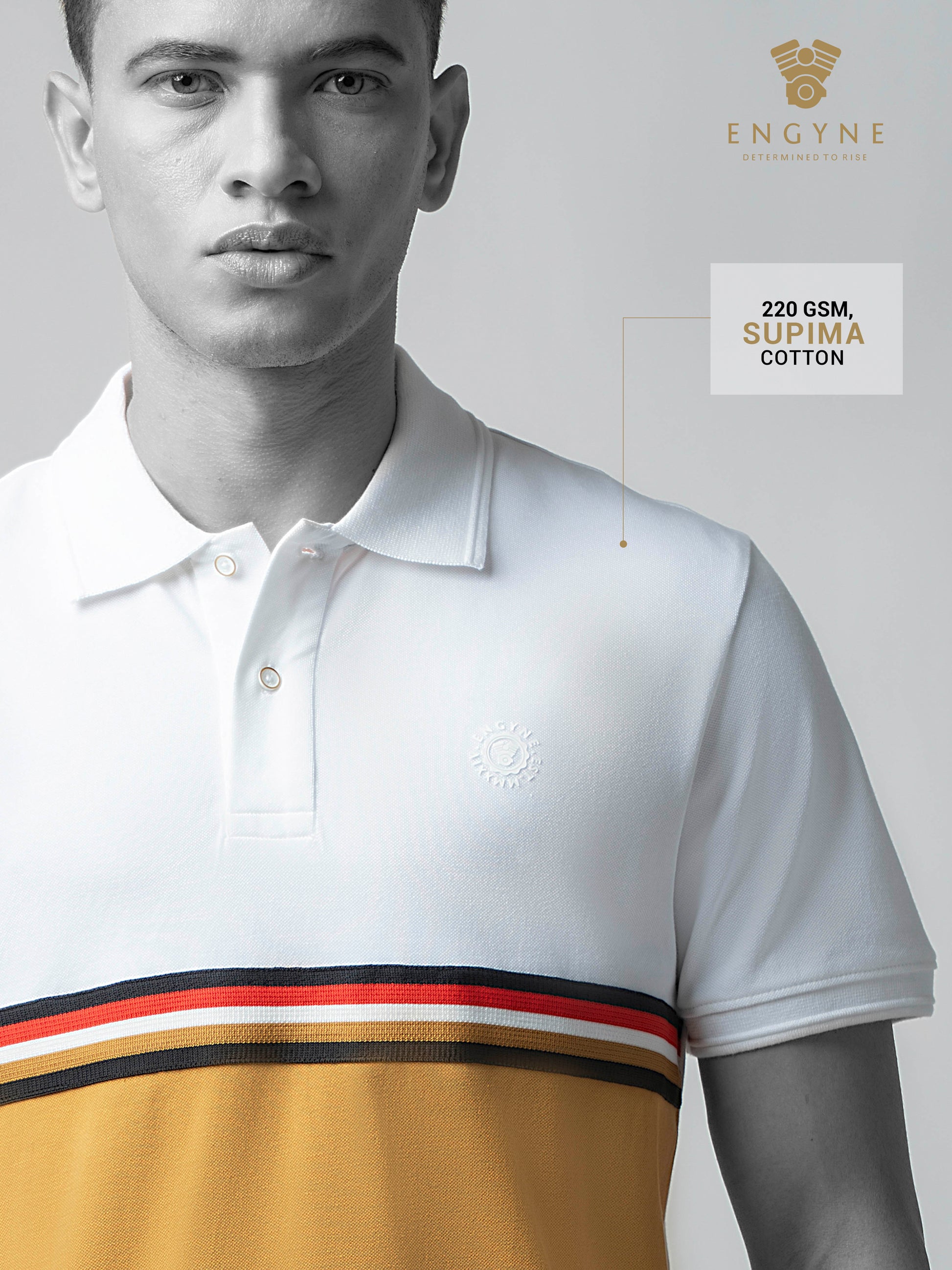 Supima Cotton Lycra White Polo T Shirt For Men