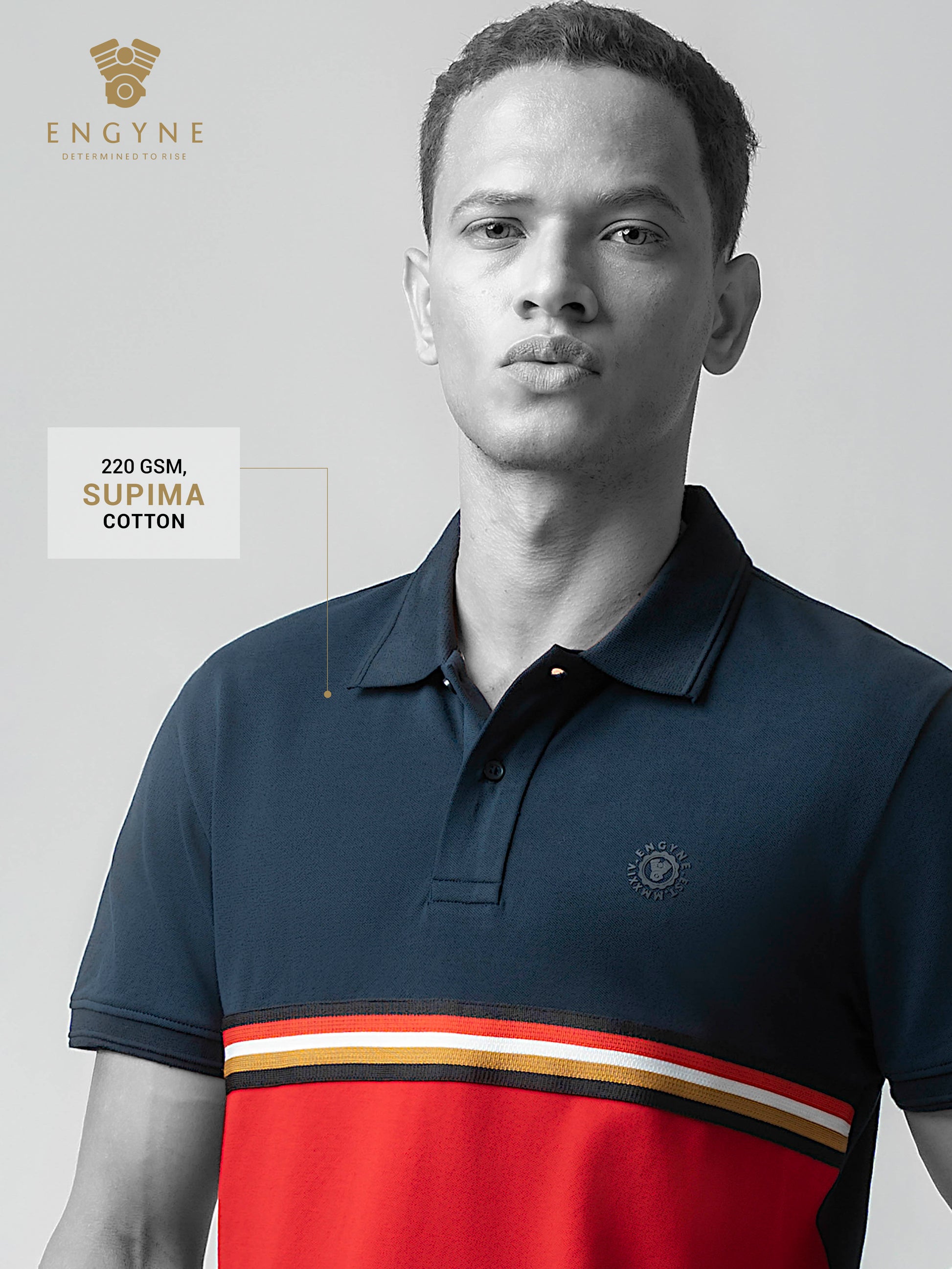 Supima Cotton Lycra Navy Blue Polo T Shirt For Men