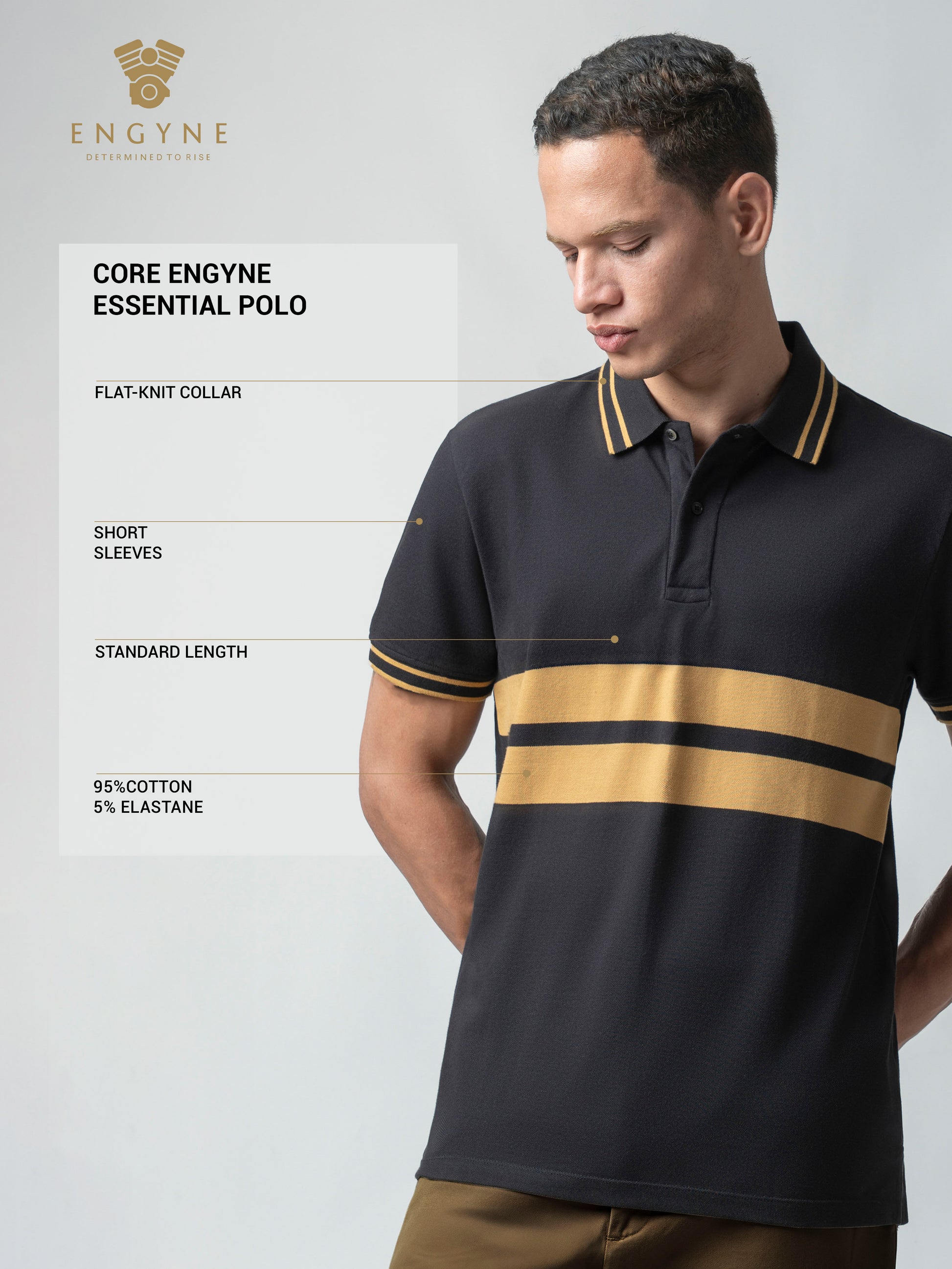 Supima Cotton Lycra Striped Black T Shirt Men