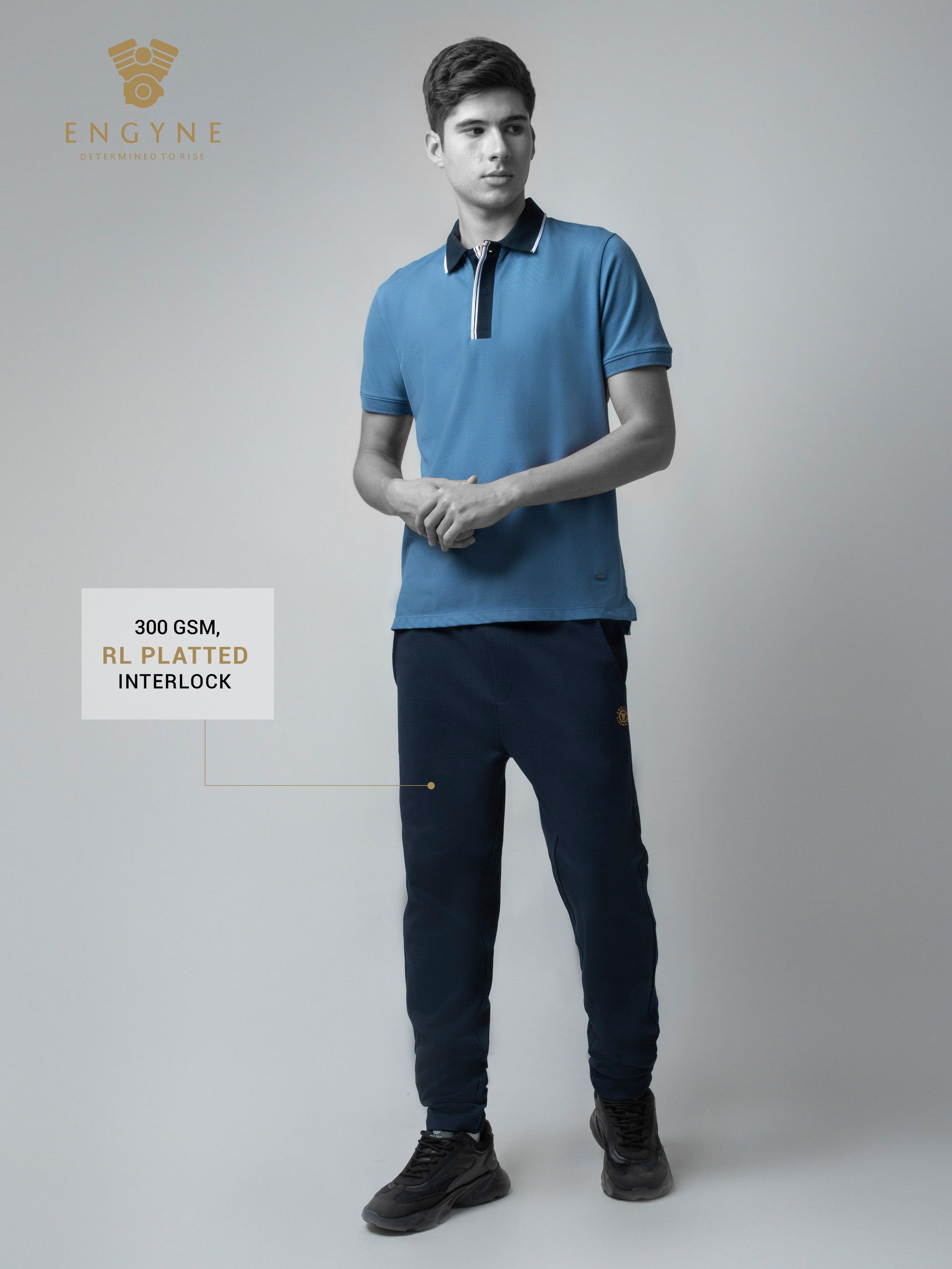 Rougen Cotton Navy Track Pant With Contrast Hd Print