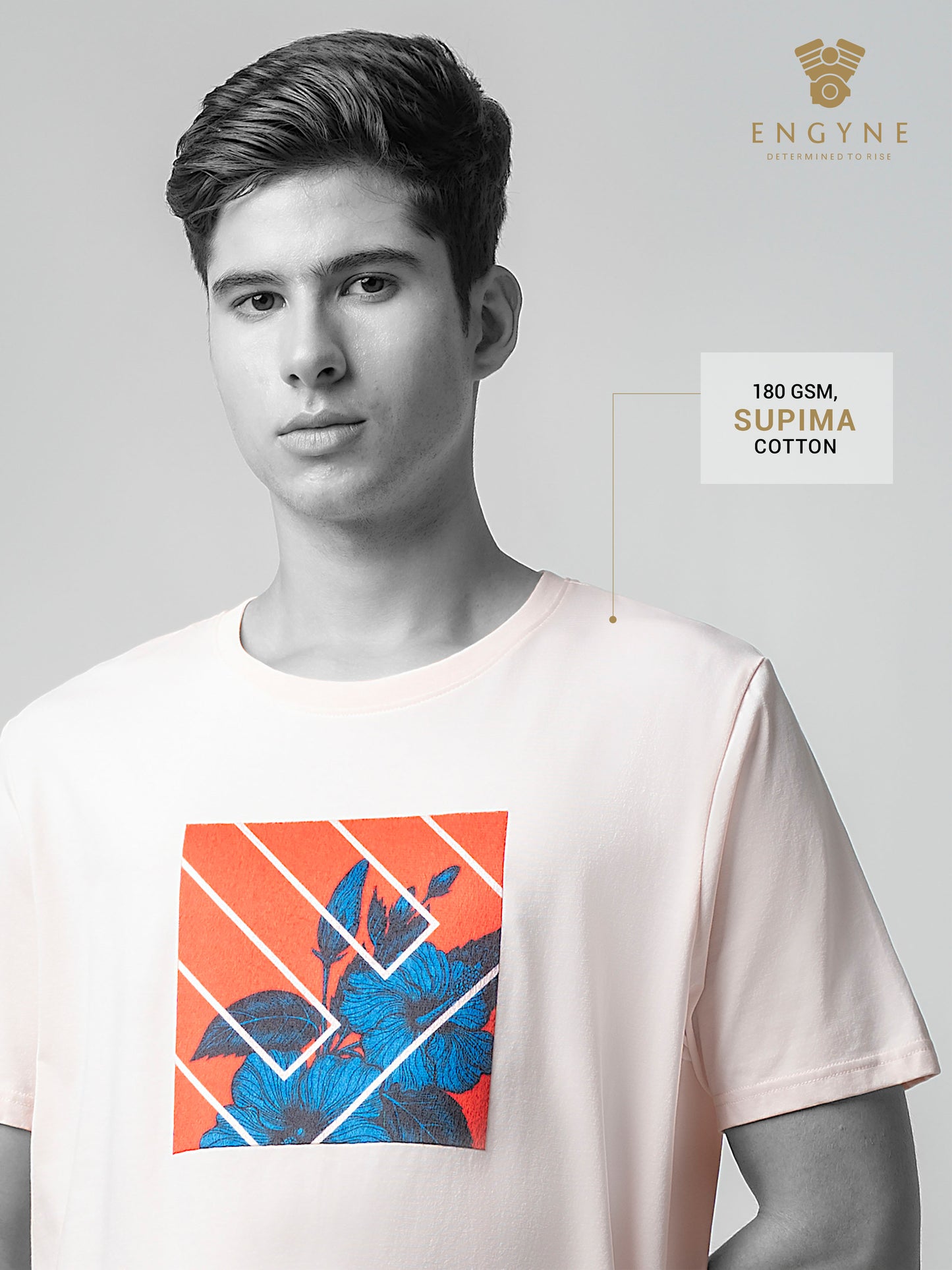 Supima Cotton Lycra with Digital Flock Print Light Pink T-shirt