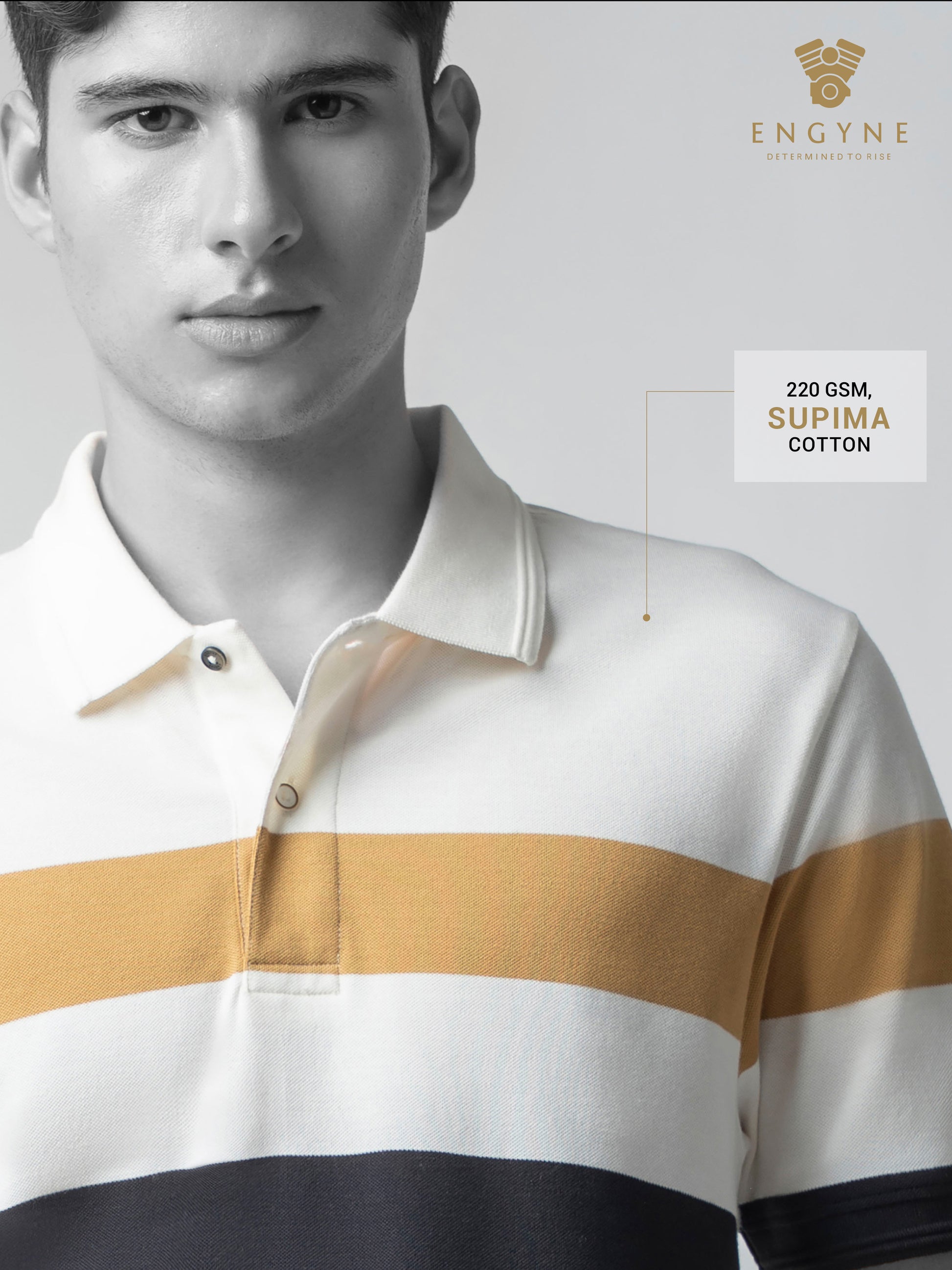 Supima Cotton Lycra White T Shirt With Black Stripes