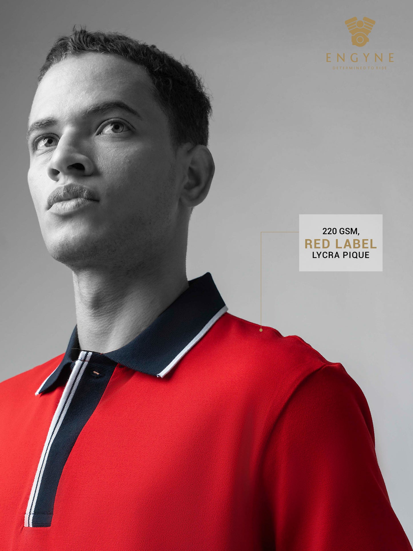 Rougen Cotton Flat Knit Placket and Tipped Collar Red Polo for Men