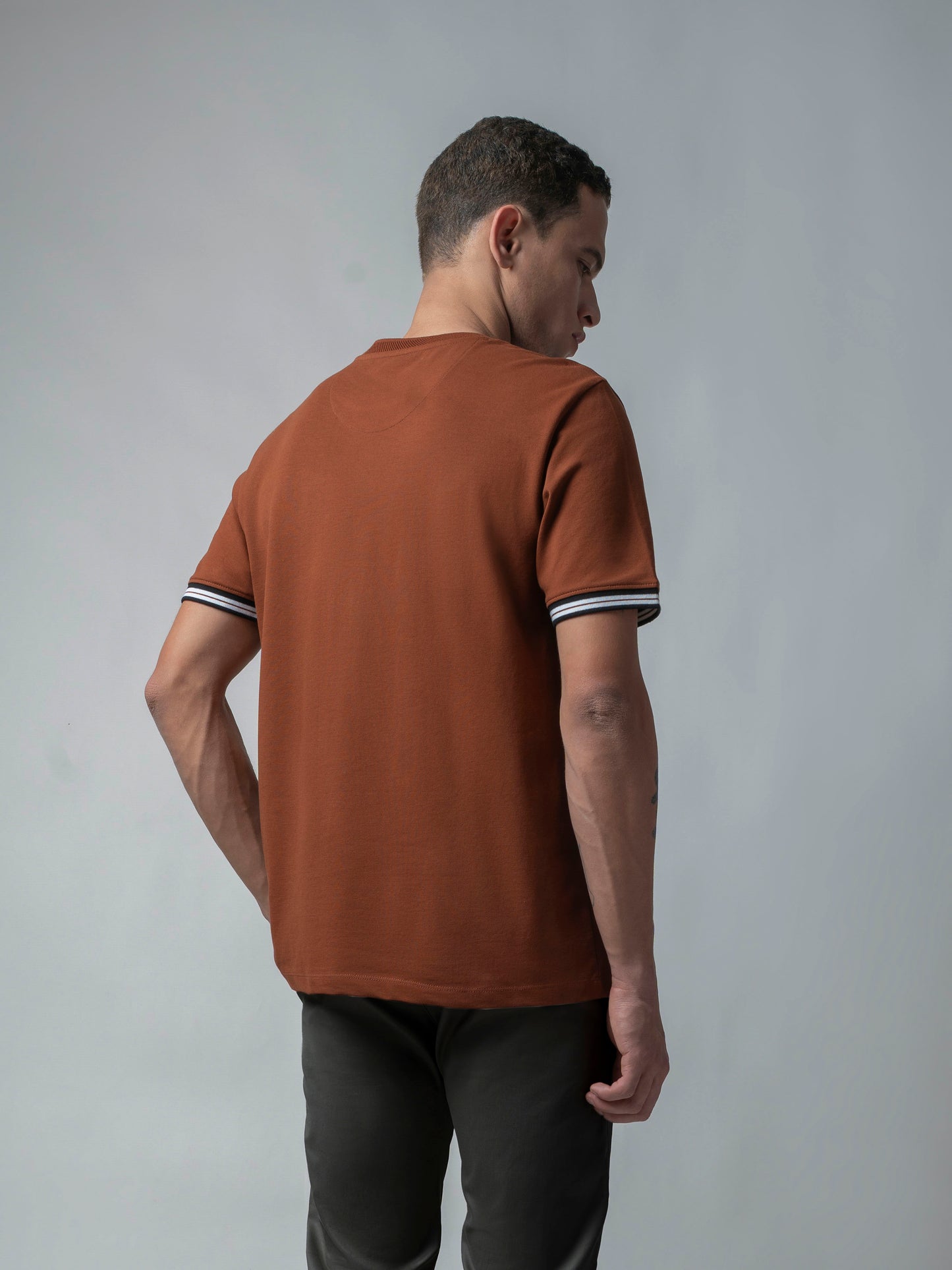 Supima Cotton Lycra Piqué Brown T Shirt Men