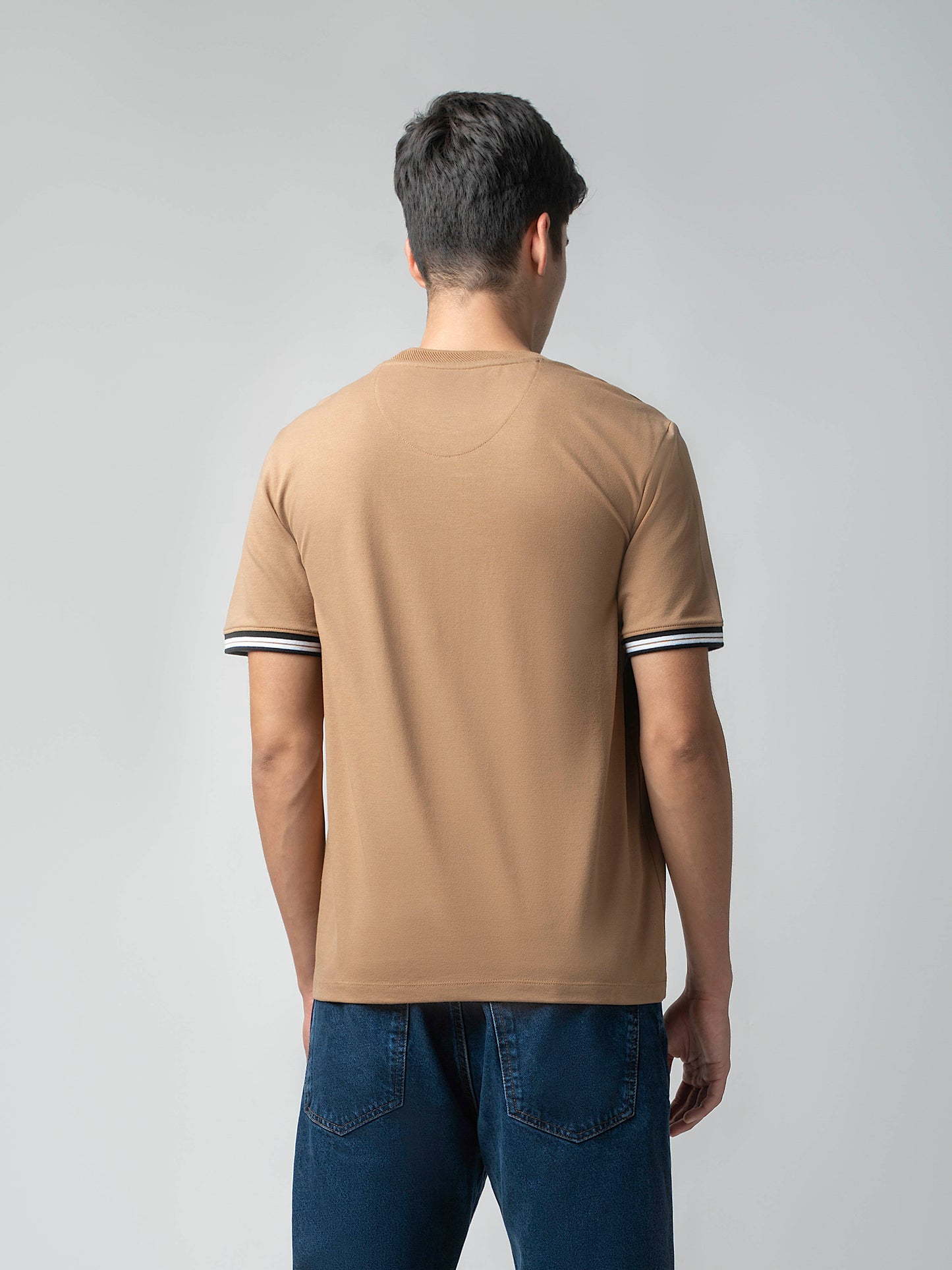 Supima Cotton Lycra Piqué Mens Khaki T Shirt For Men