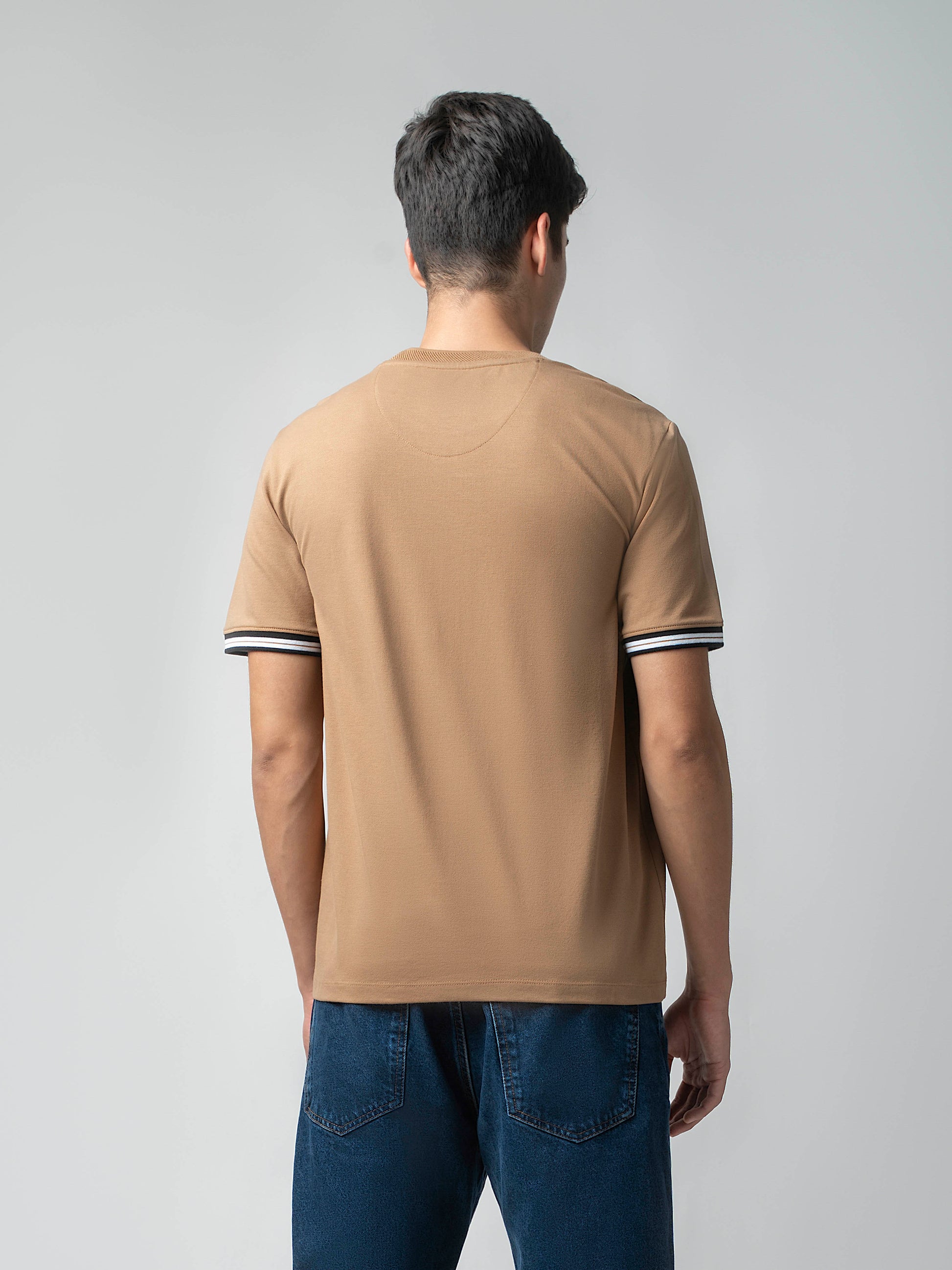 Supima Cotton Lycra Piqué Mens Khaki T Shirt For Men