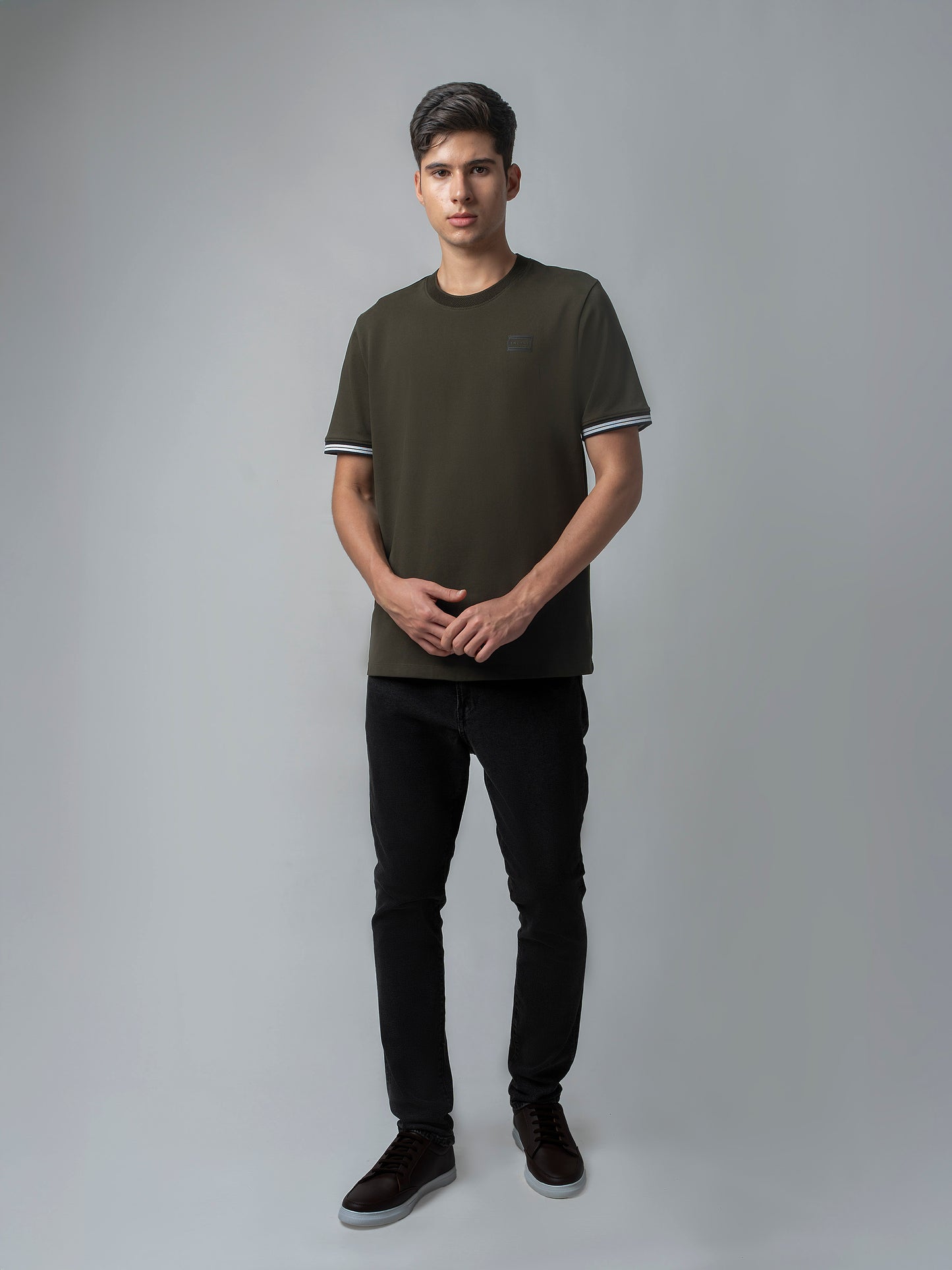 Supima Cotton Lycra Piqué Olive Tee For Men