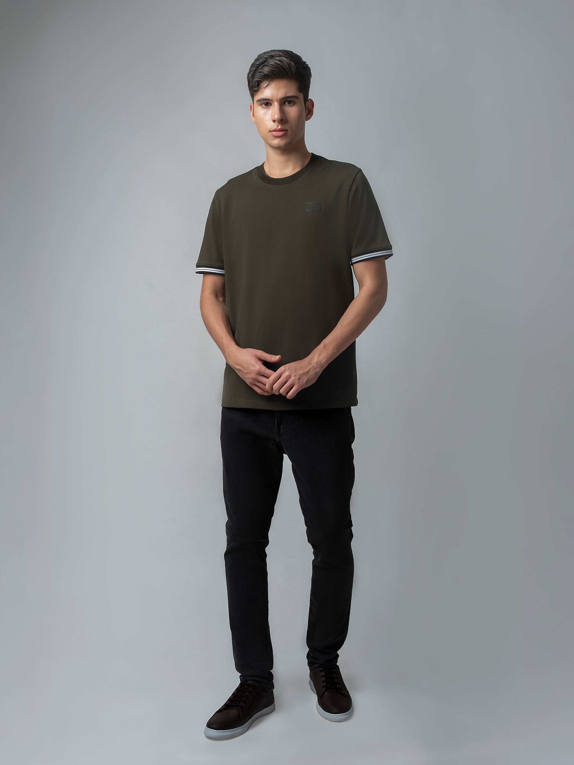 Supima Cotton Lycra Piqué Olive Tee For Men