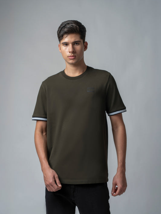 Supima Cotton Lycra Piqué Olive Tee For Men