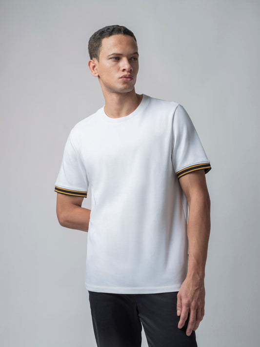 Supima Cotton Lycra White t Shirt for Men Round Neck