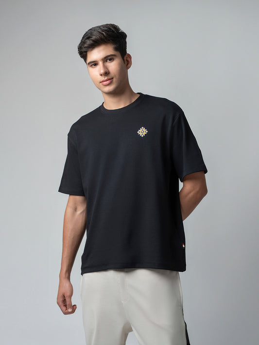 Supima Cotton Lycra Black Oversize T Shirt for Men