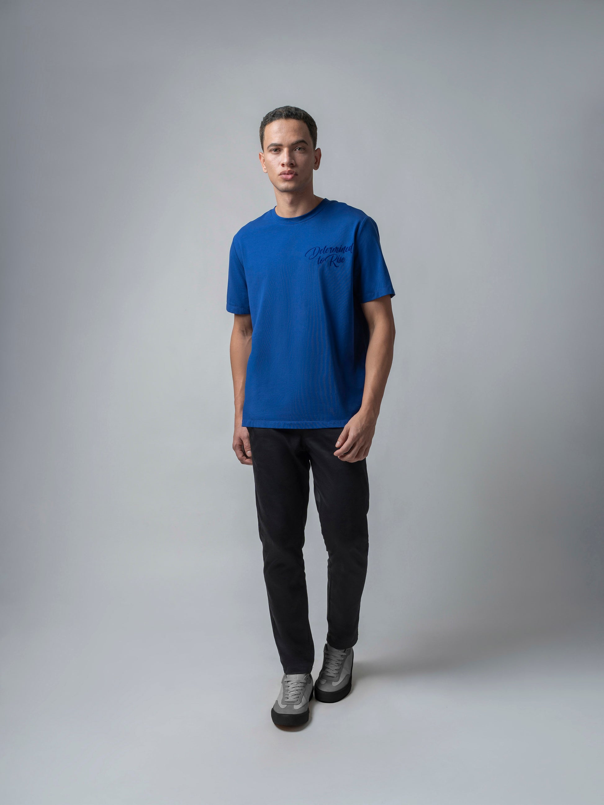 Flock Print Dark Blue T Shirt for Men