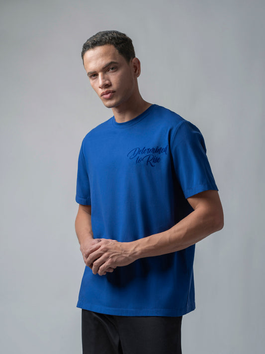 Flock Print Dark Blue T Shirt for Men