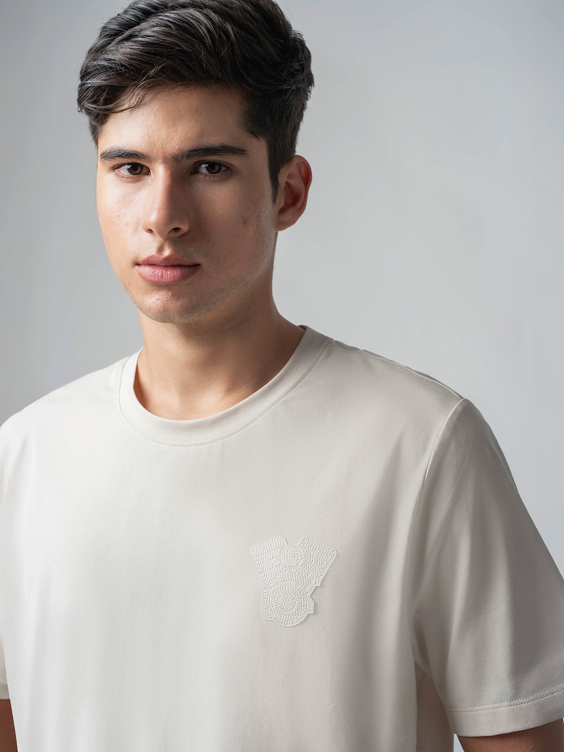 Iconic Emblem Beige Color T Shirt for Men