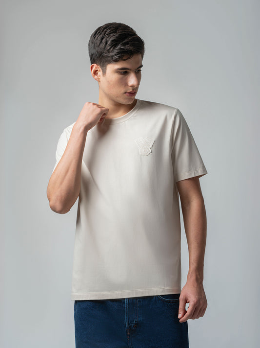 Iconic Emblem Beige Color T Shirt for Men