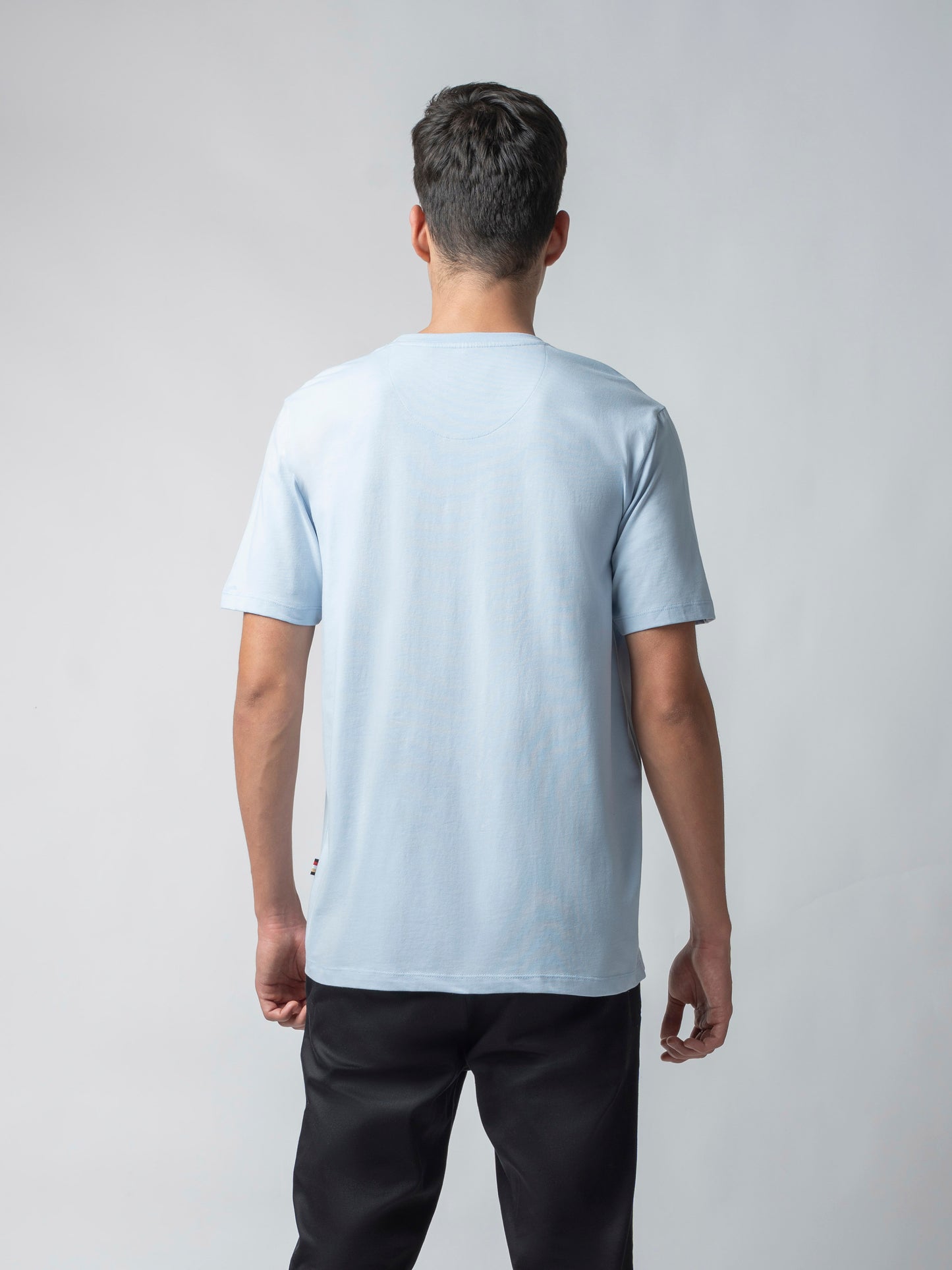 Rougen Cotton Lycra with Sublimation Print and Embroidered Badge Light Blue T-shirt