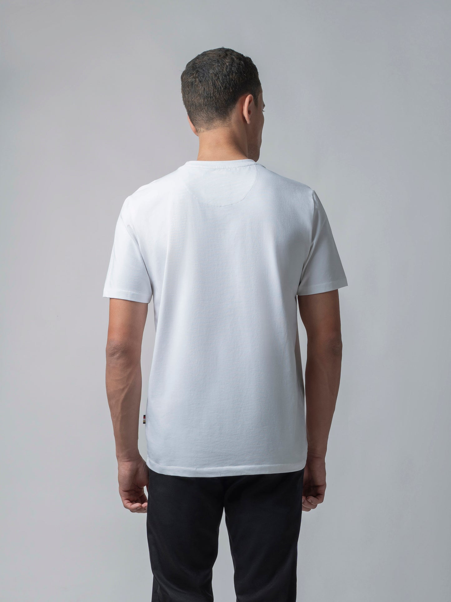 Supima Cotton Lycra with Sublimation-Printed Chest Appliqué and Embroidery White T-shirt