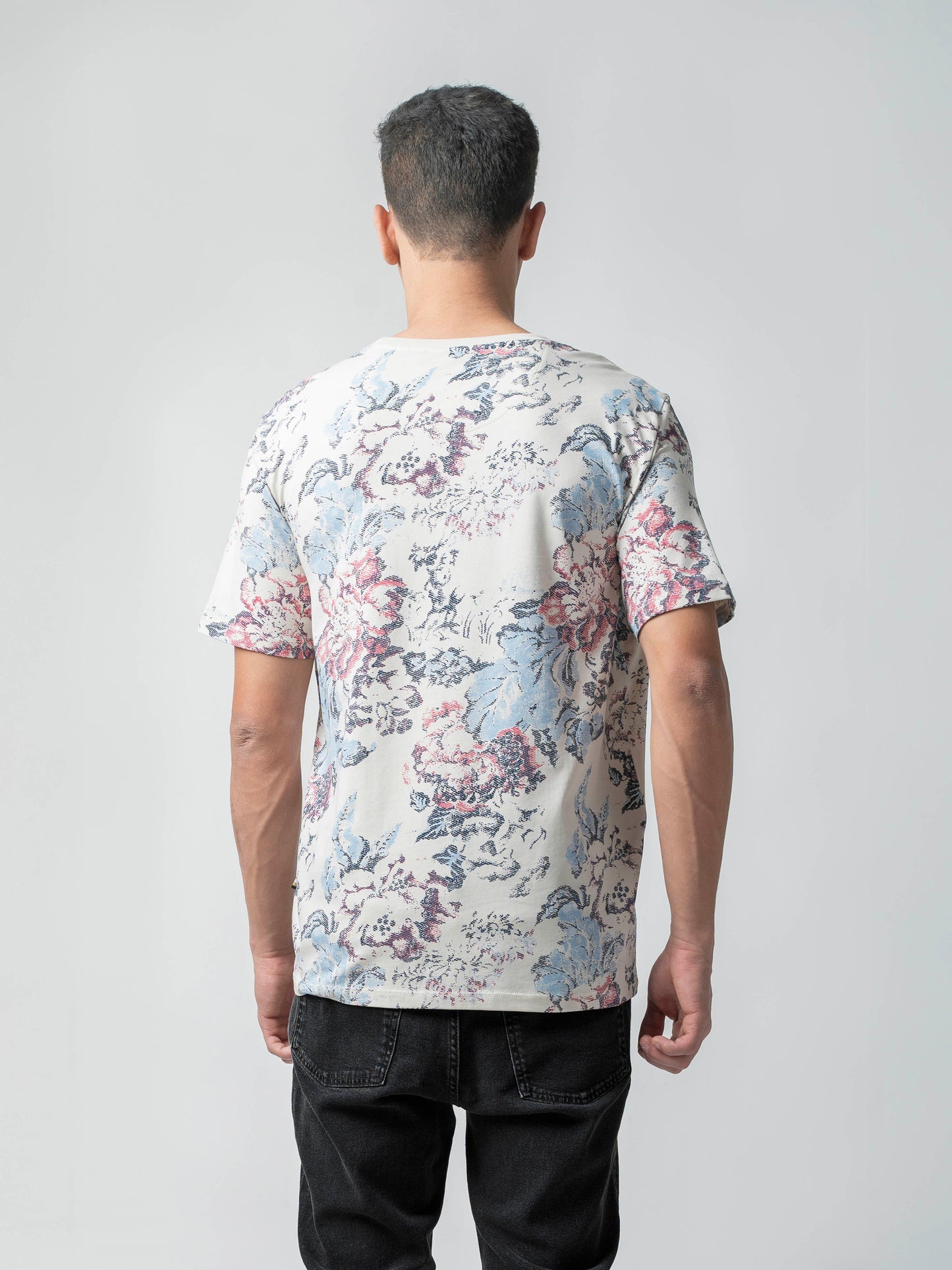 Supima Cotton Lycra with Rotary All-Over Print Beige T-shirt