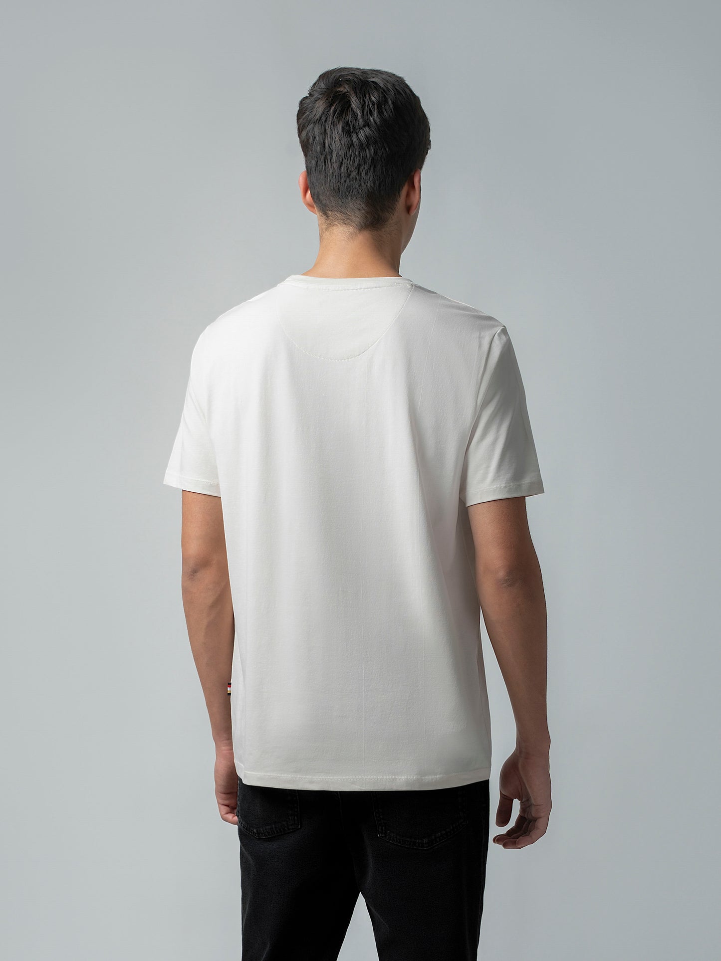 Rougen Cotton Lycra with Sticker Flock Print Beige T-shirt