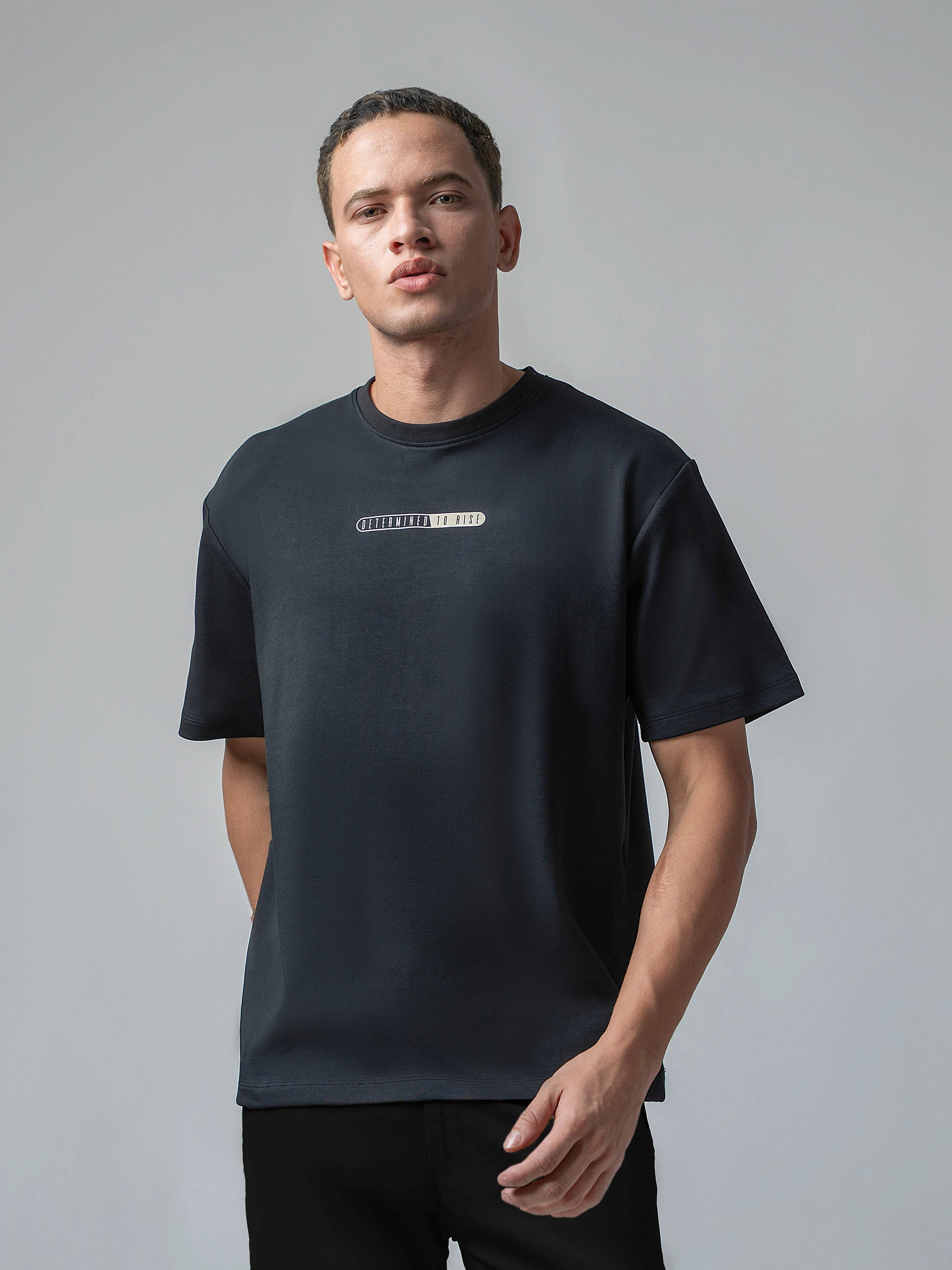 Over Sized Supima Cotton Lycra Mens Black T Shirt