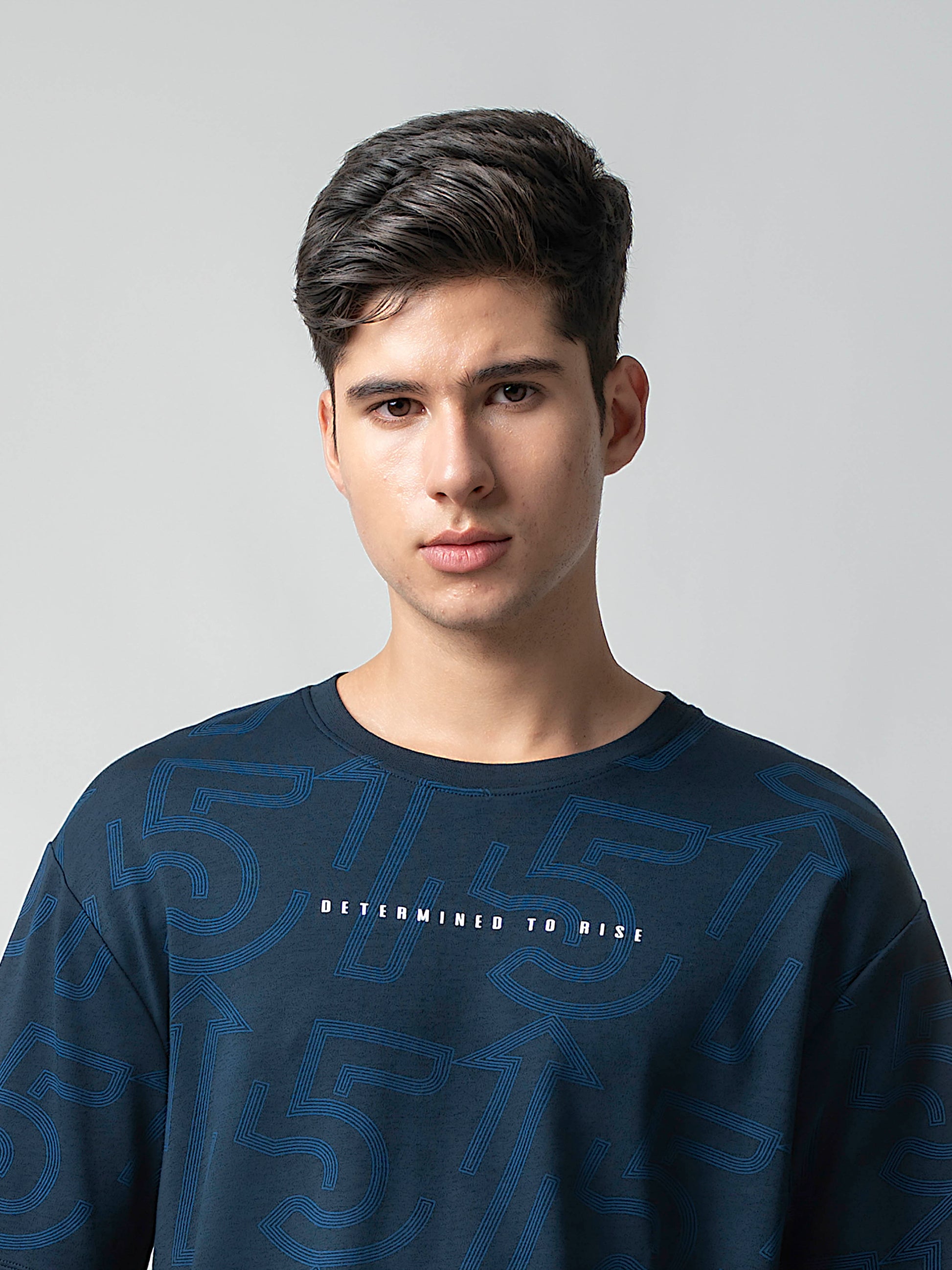 Oversized Supima Cotton Lycra Mens Navy T Shirt