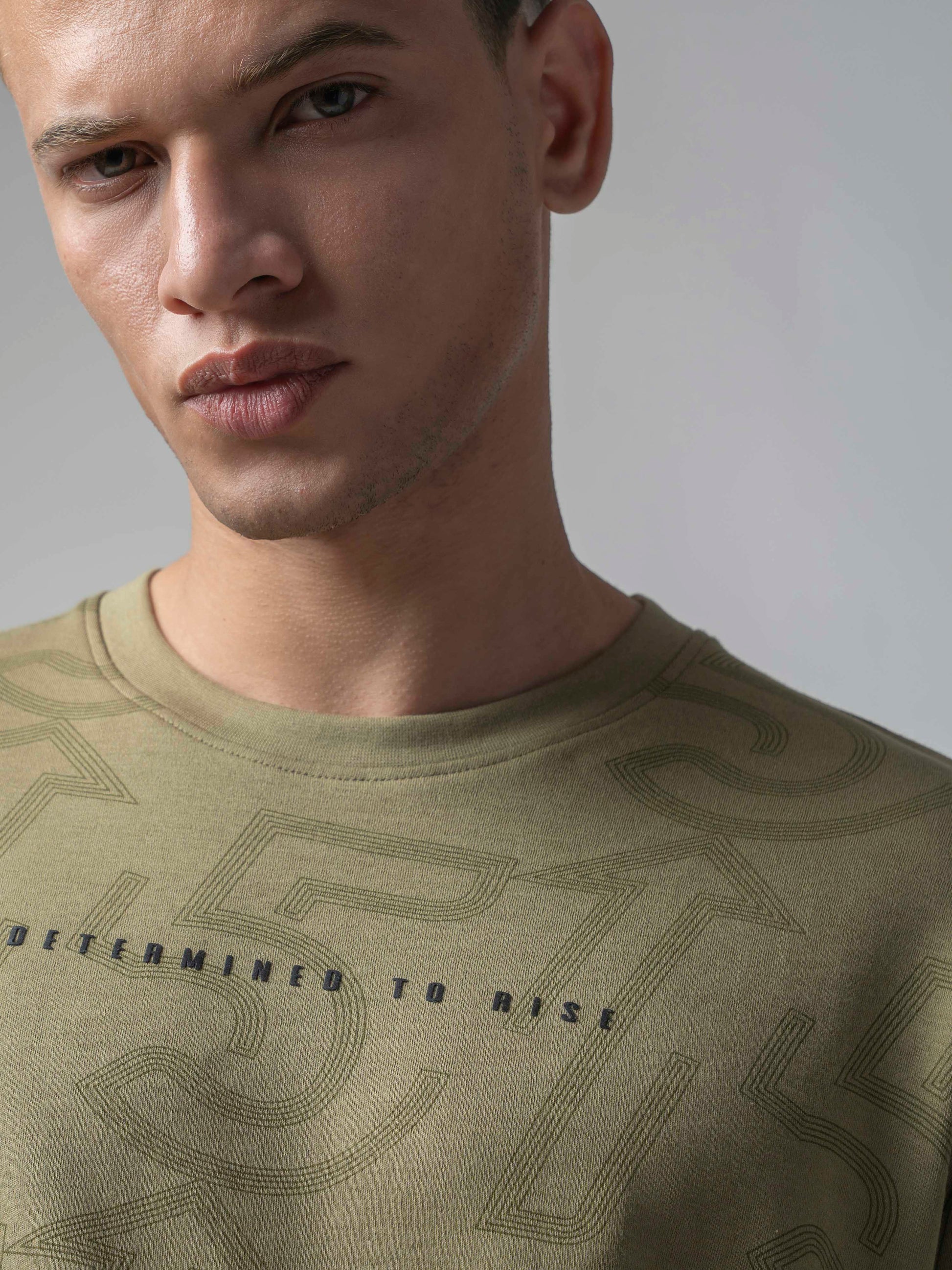 Oversized Supima Cotton Lycra Light Olive T Shirt For Men