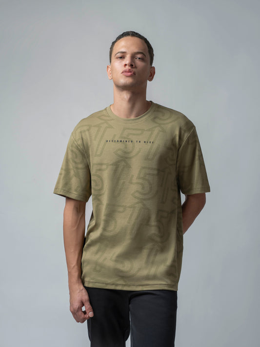 Oversized Supima Cotton Lycra Light Olive T Shirt For Men