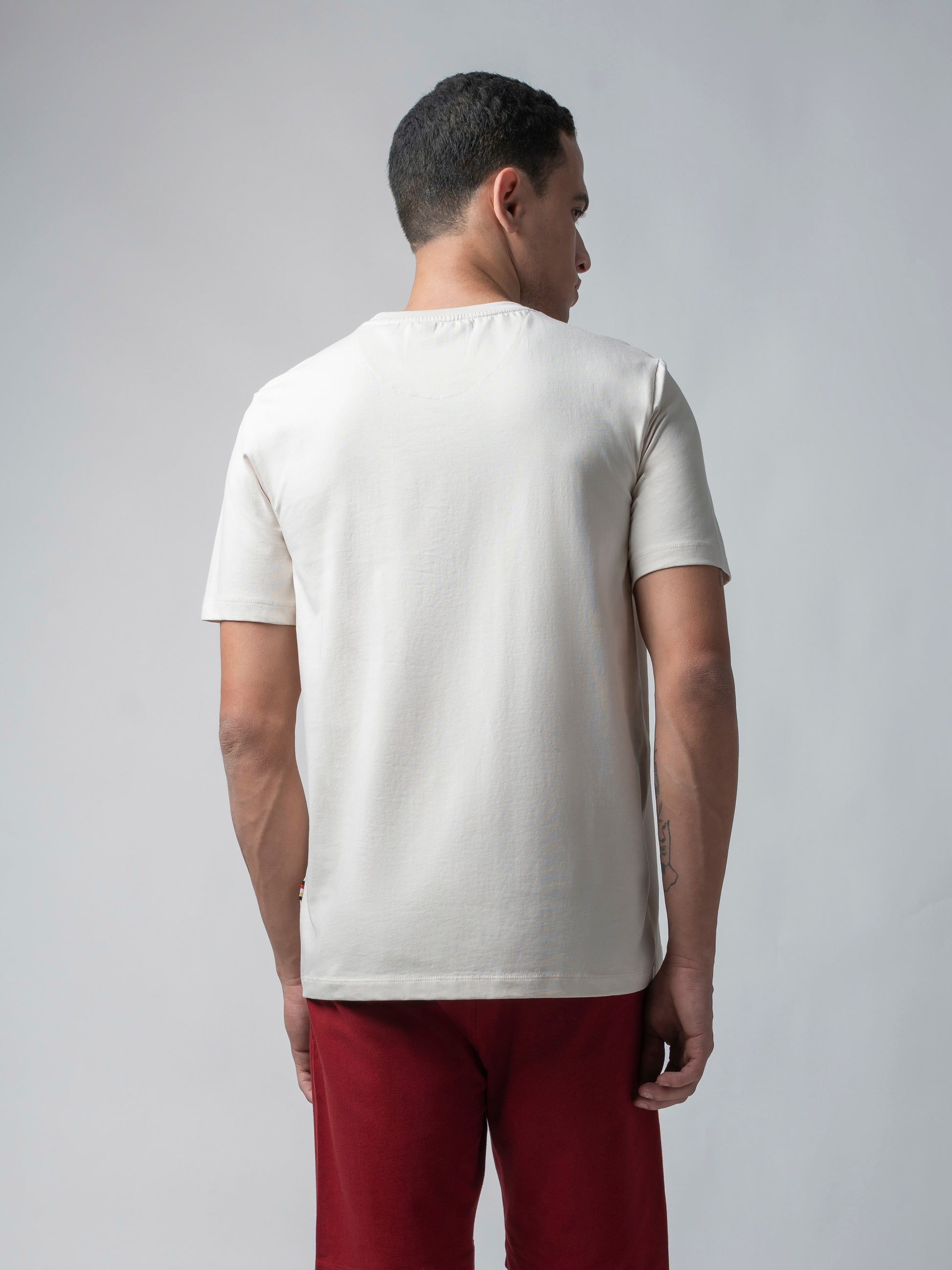 Rougen Cotton Lycra Beige Color T Shirt for Men