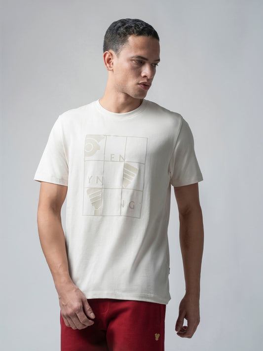 Rougen Cotton Lycra Beige Color T Shirt for Men