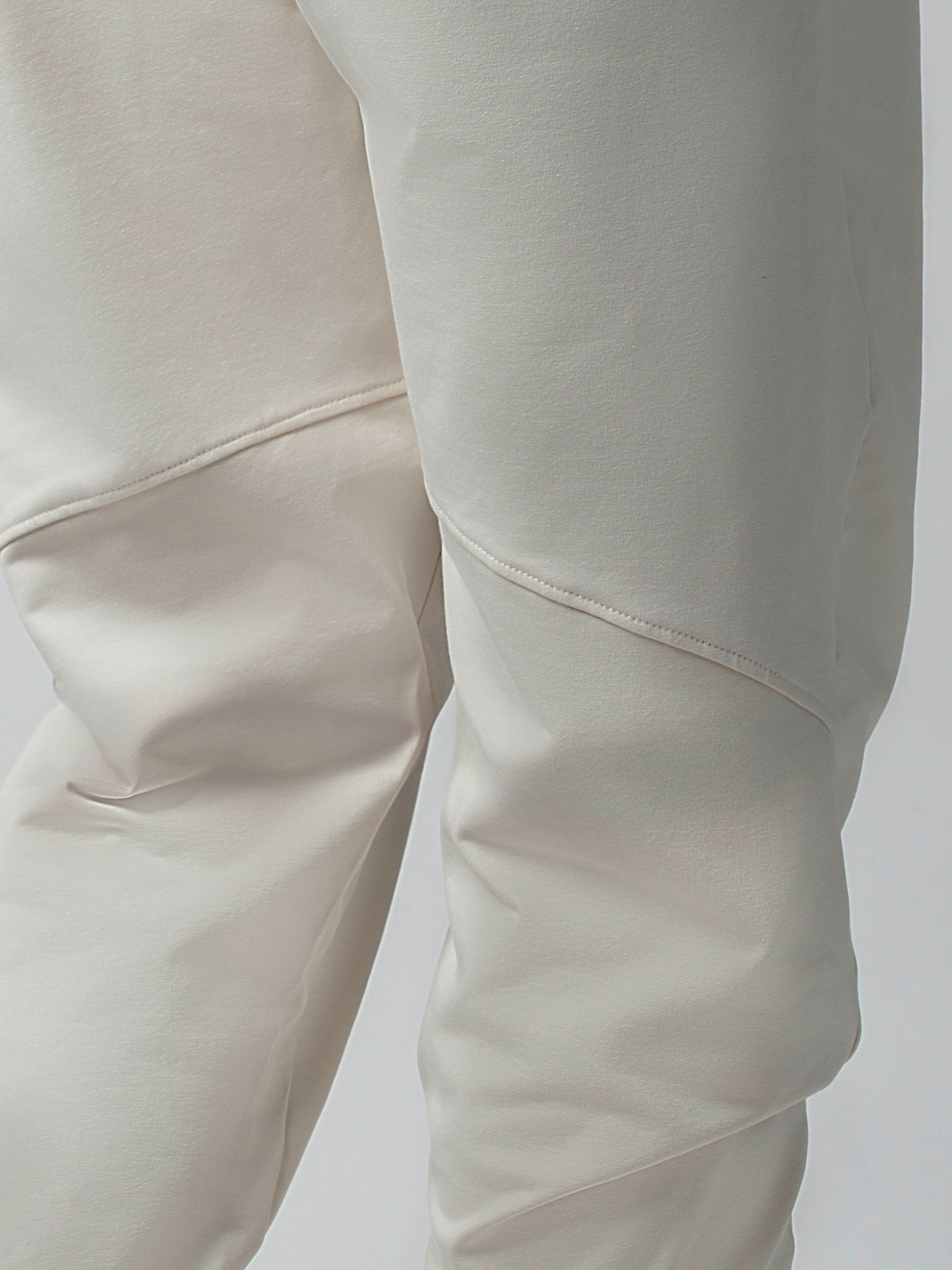 Loop Knit Back Cut-And-Sew Beige Joggers For Men