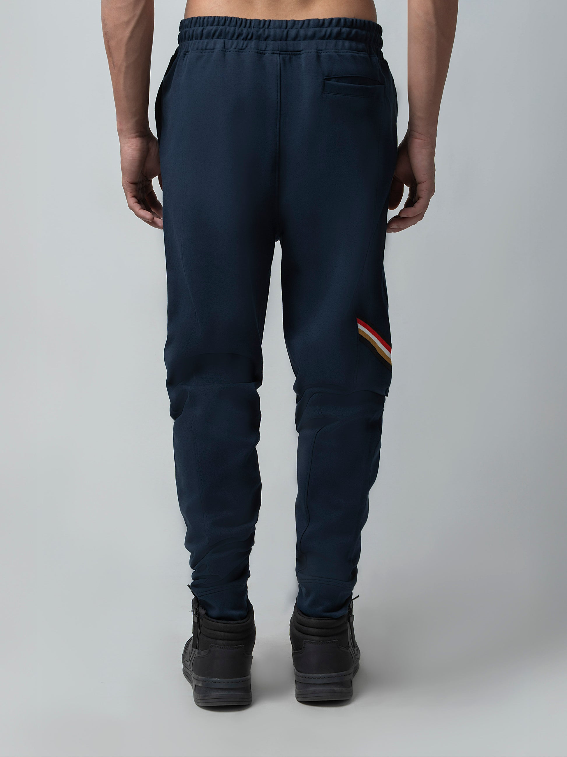 Cotton 4-Color Flag Tape Mens Navy Joggers