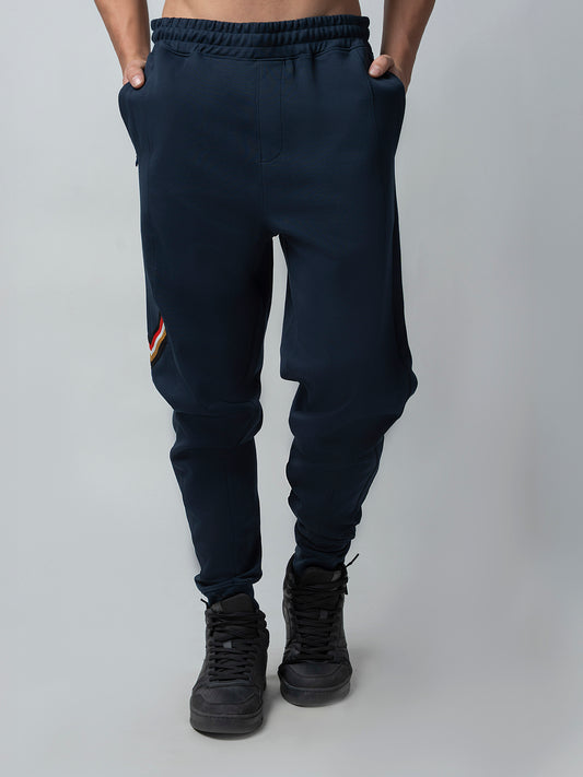 Cotton 4-Color Flag Tape Mens Navy Joggers