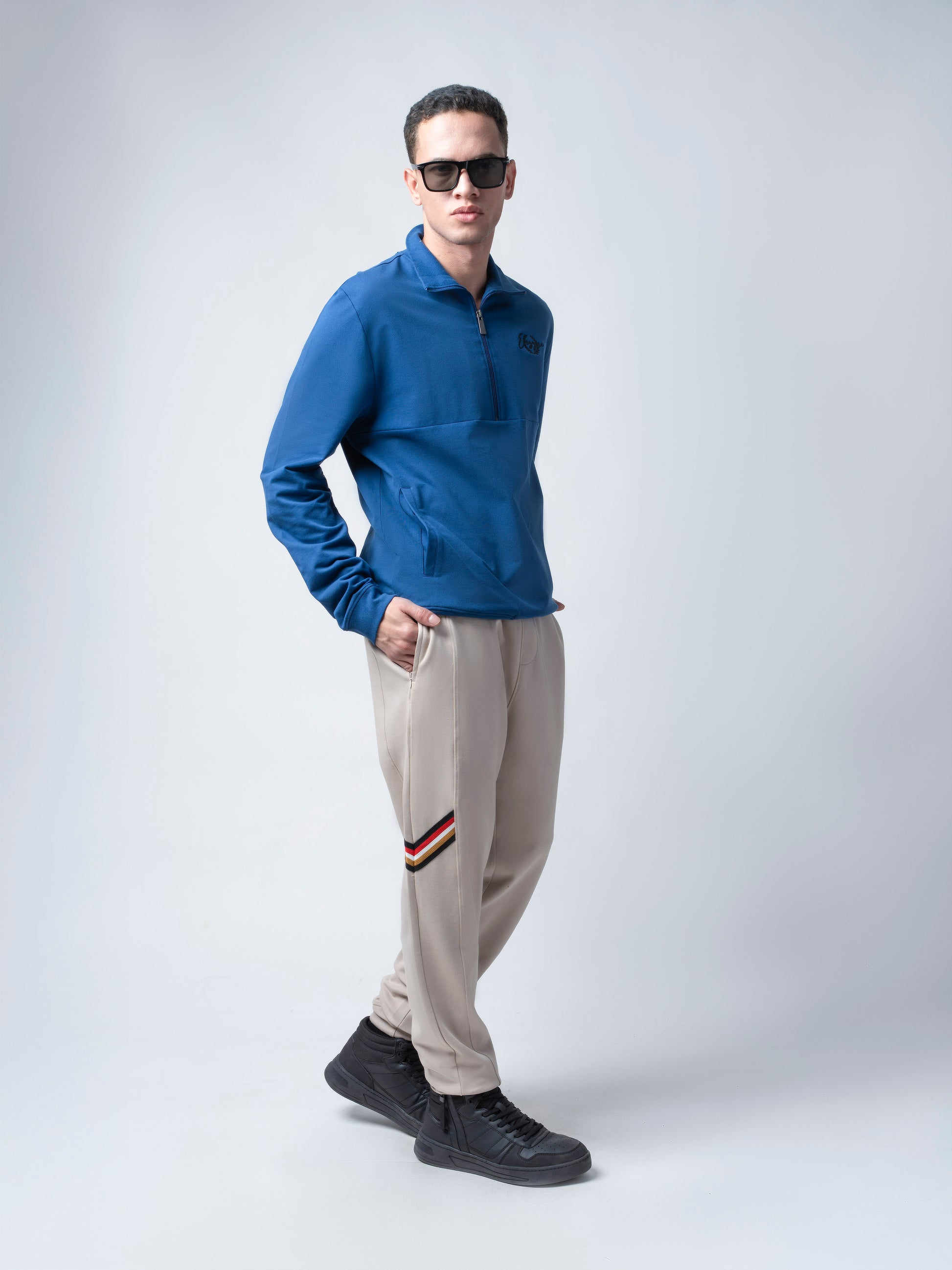 Cotton 4-Color Flag Tape Sand Drawstring Joggers For Men
