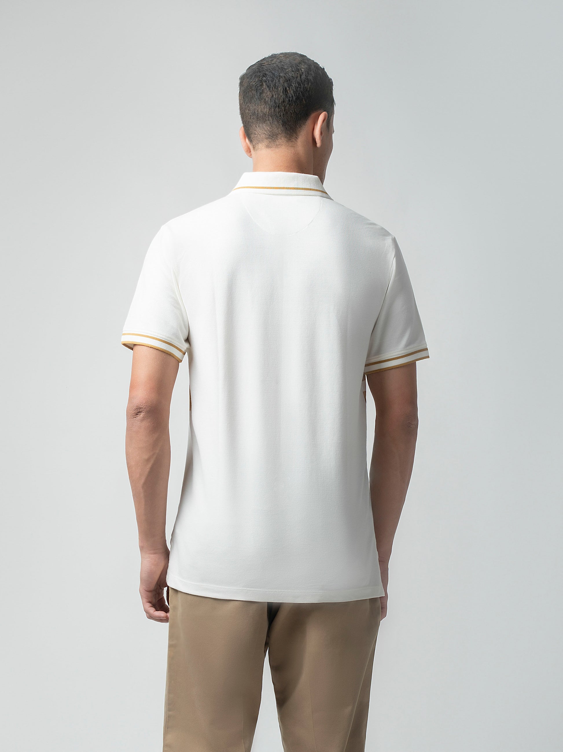  Supima Cotton Lycra Striped White T Shirt