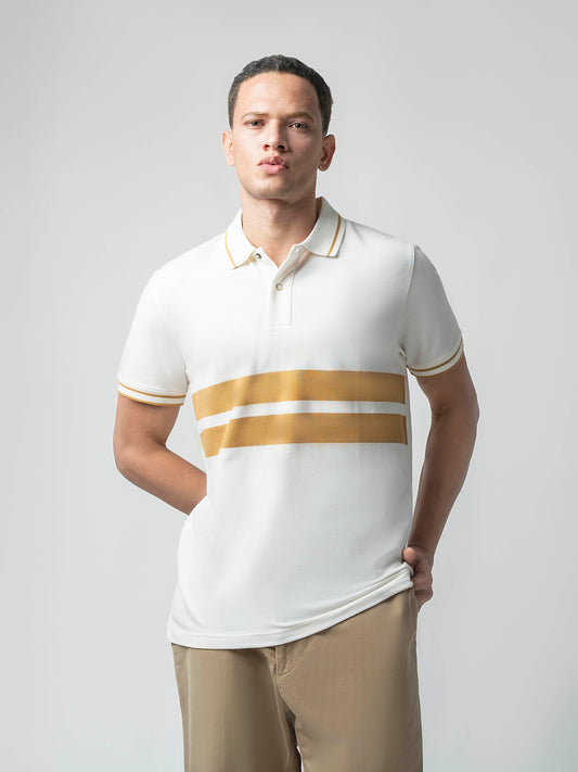  Supima Cotton Lycra Striped White T Shirt
