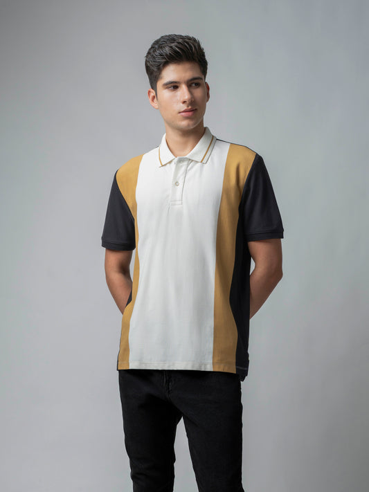  Yarn-Dyed Vertical Stripes  Cotton Lycra Black T Shirt