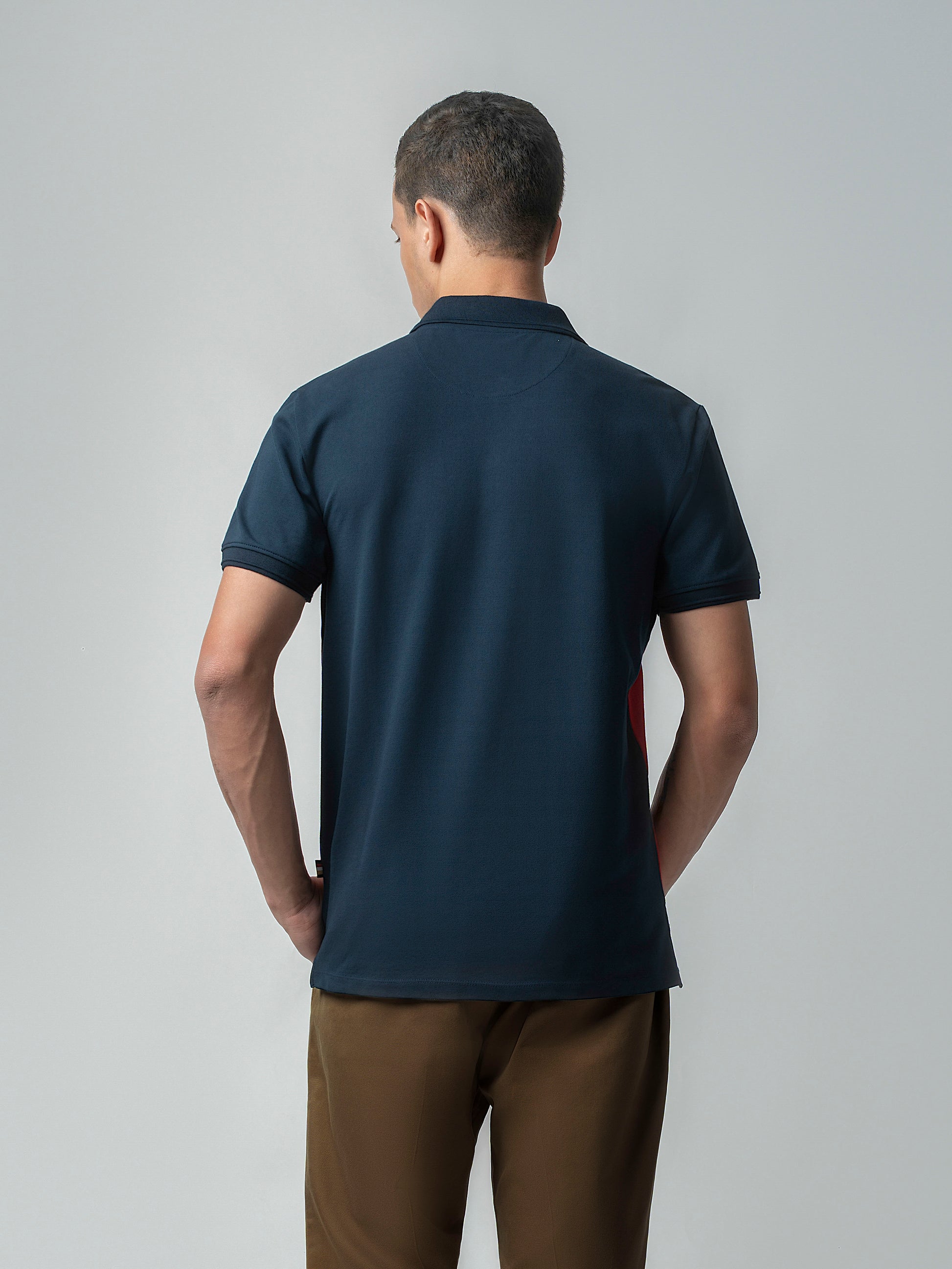 Supima Cotton Lycra Navy Blue Polo T Shirt For Men