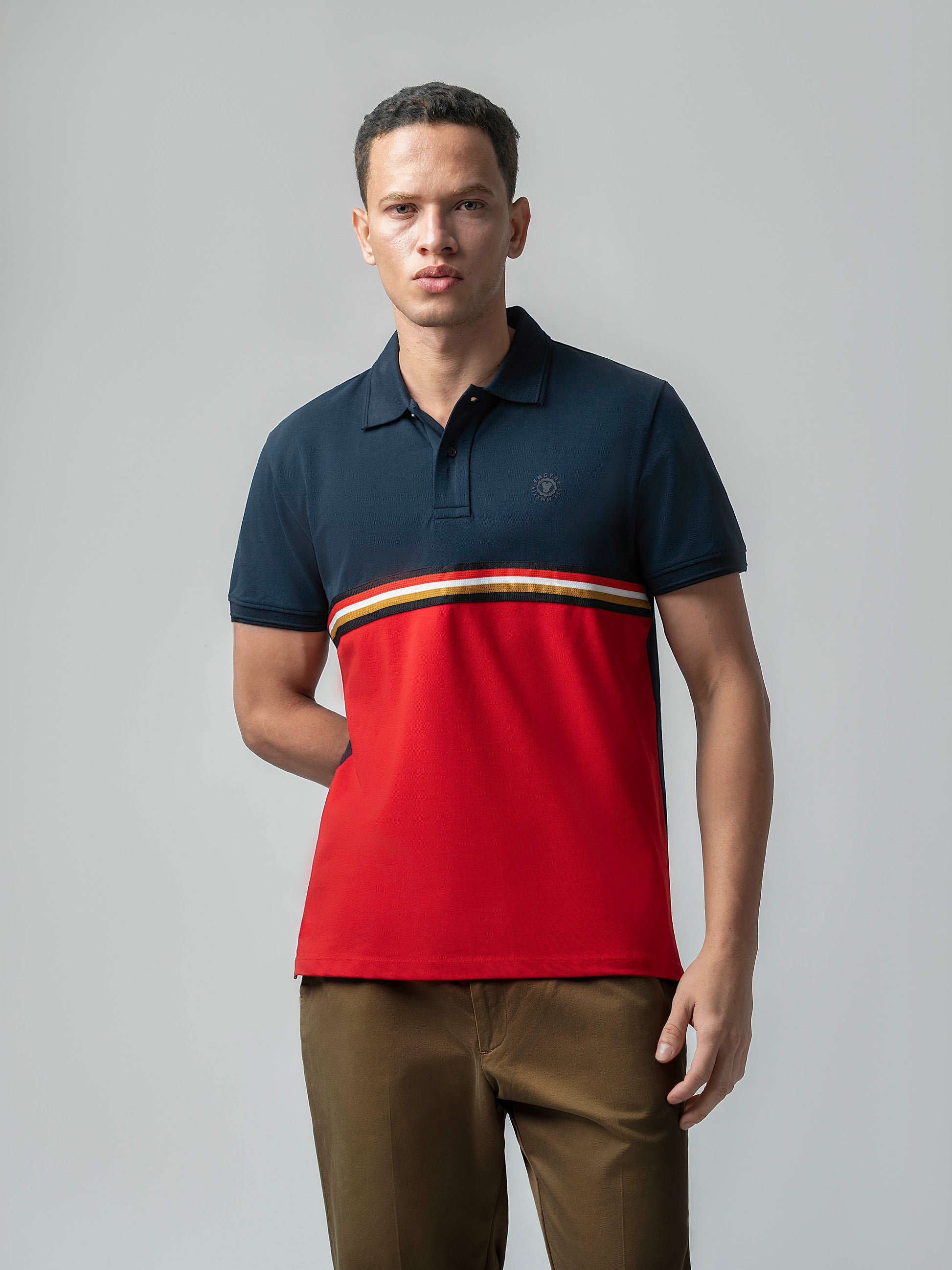 Supima Cotton Lycra Navy Blue Polo T Shirt For Men