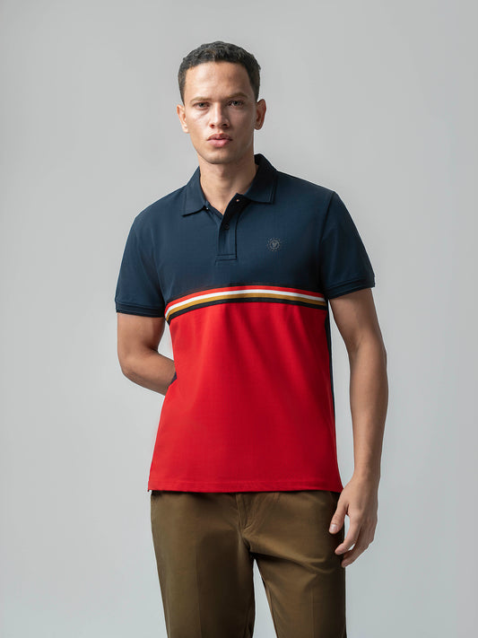 Supima Cotton Lycra Navy Blue Polo T Shirt For Men