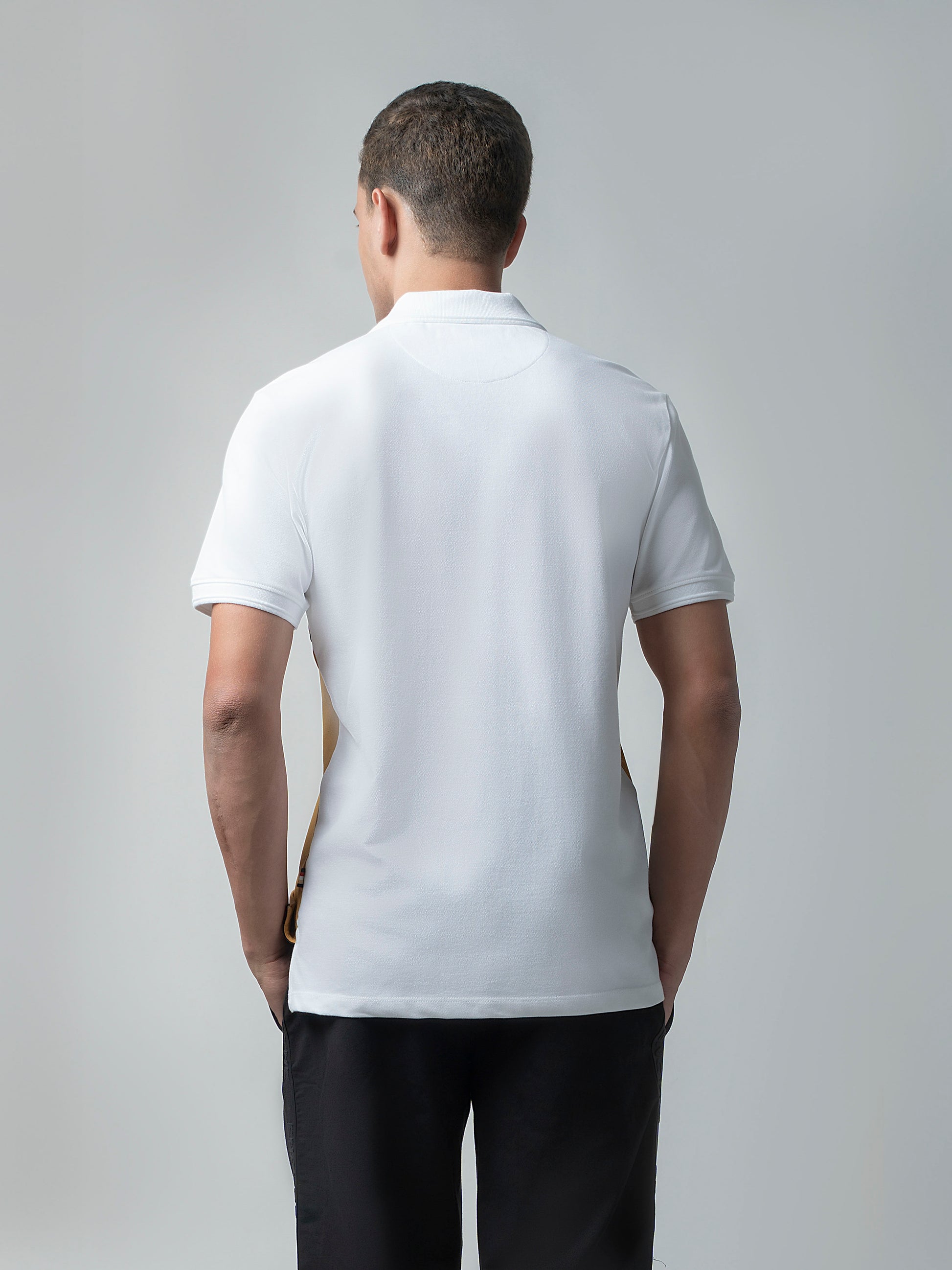 Supima Cotton Lycra White Polo T Shirt For Men