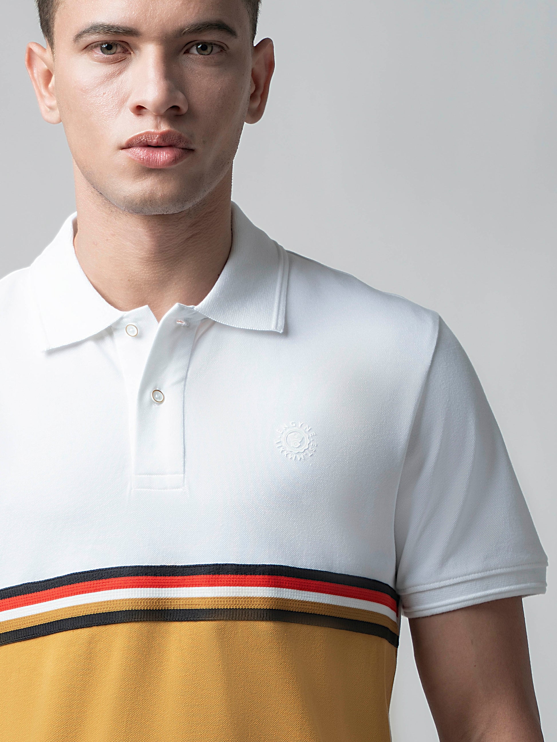 Supima Cotton Lycra White Polo T Shirt For Men
