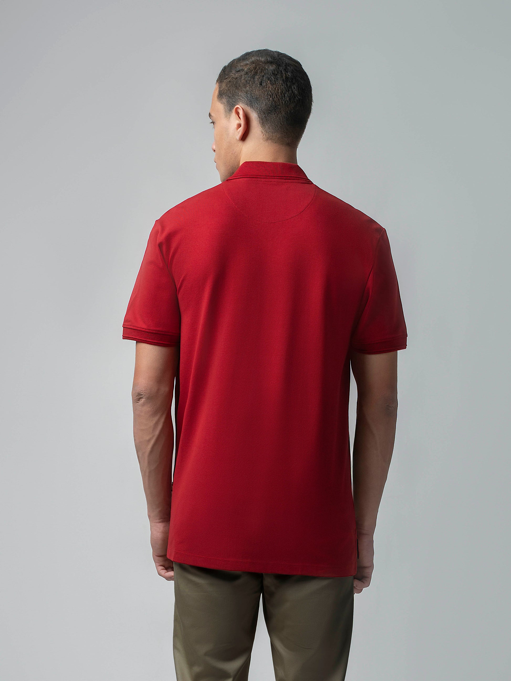 Supima Cotton with Flag Rib Polo Red T Shirt for Men