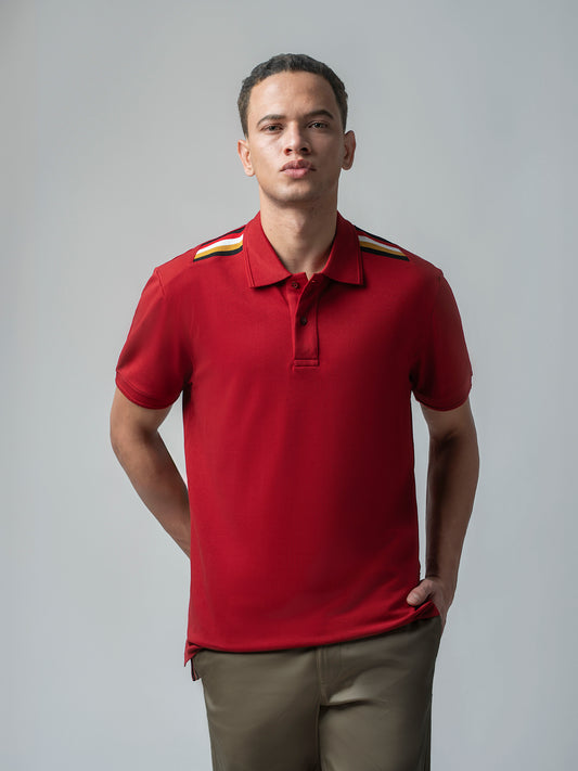 Supima Cotton with Flag Rib Polo Red T Shirt for Men