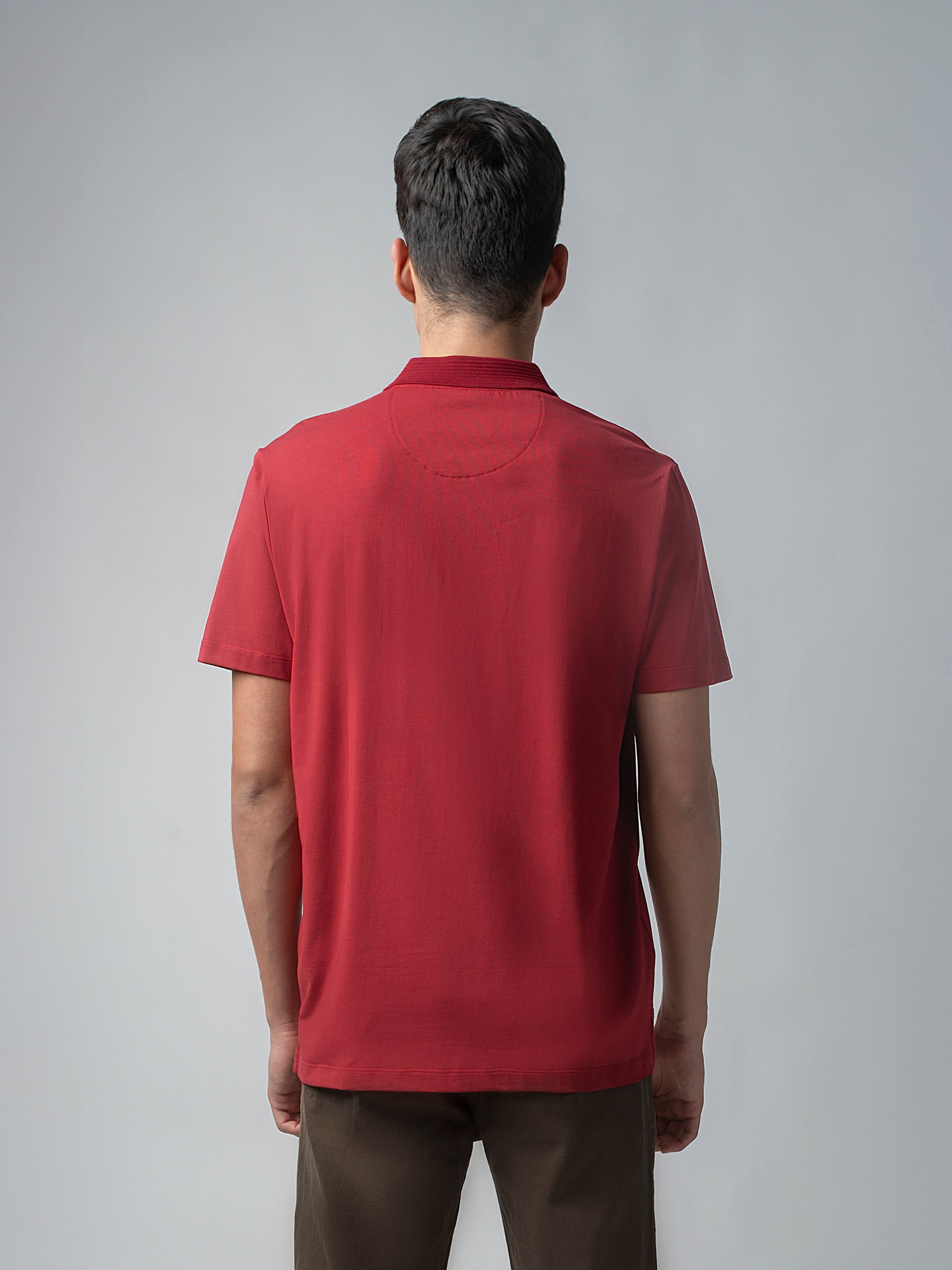 Jersey with Textured & HD Sticker Iconic Emblem Dark Red Polo Men
