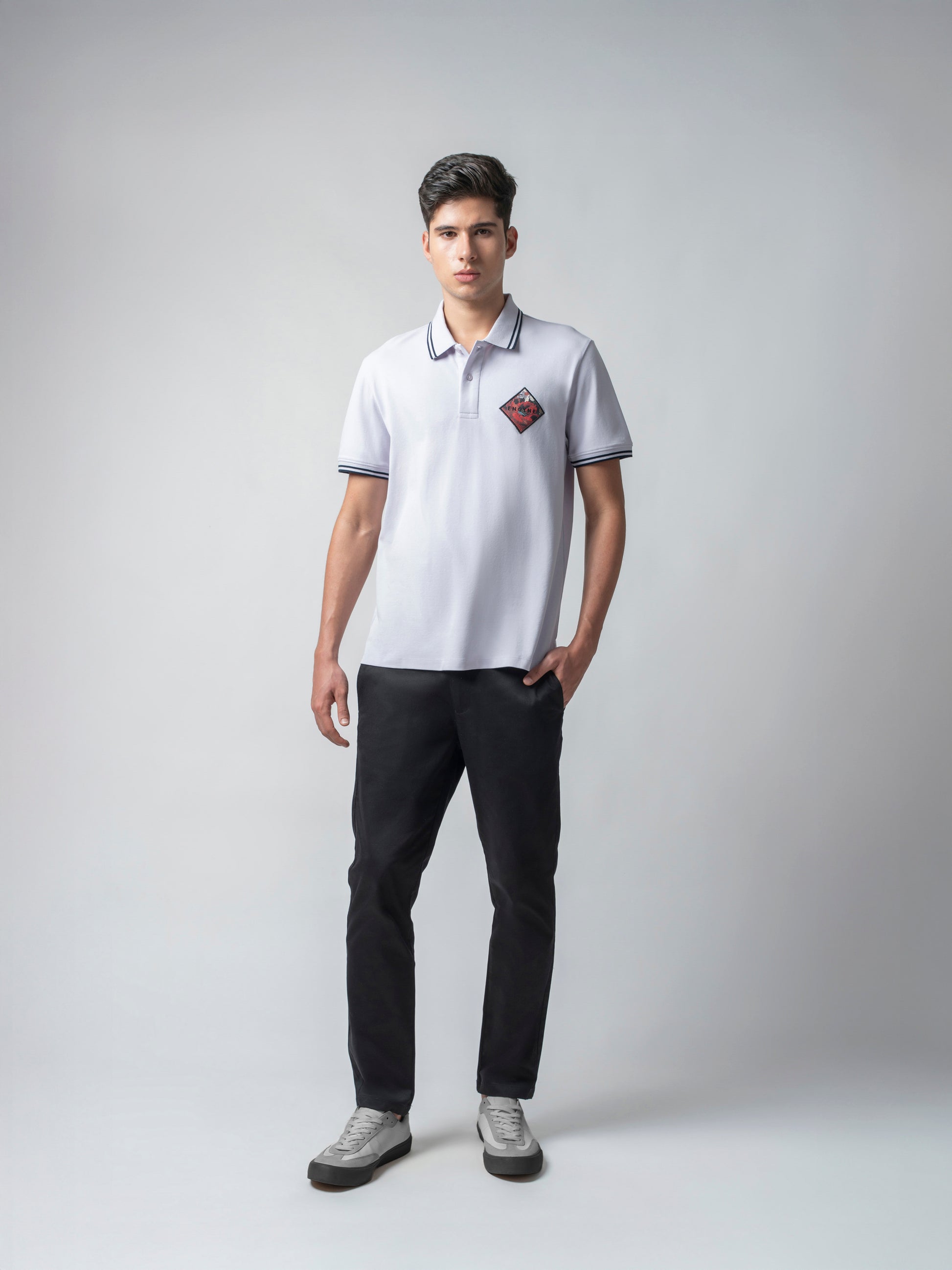 Supima Cotton Embroidered Badge Light Lavender Polo for Men